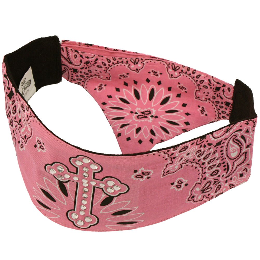 Ladies Choptop Cross Paisley Bandana Headwrap Headscarf Adjustable Pink