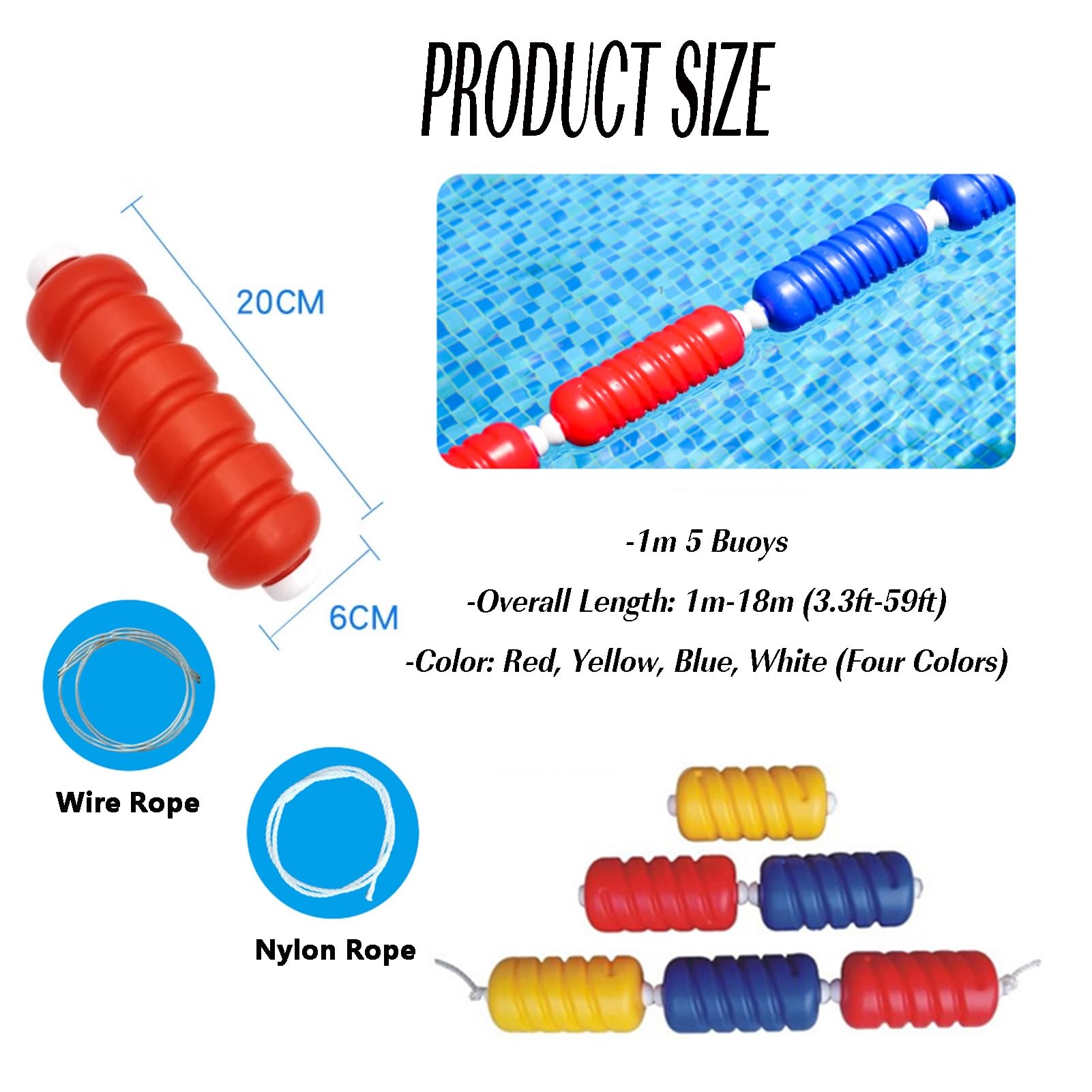 Linea di sicurezza per piscina, recinzione divisoria galleggiante, barriera colorata in nylon da 99 cm per la separazione delle zone, perfetta per l'allenamento di nuoto e la sicurezza dei bambini