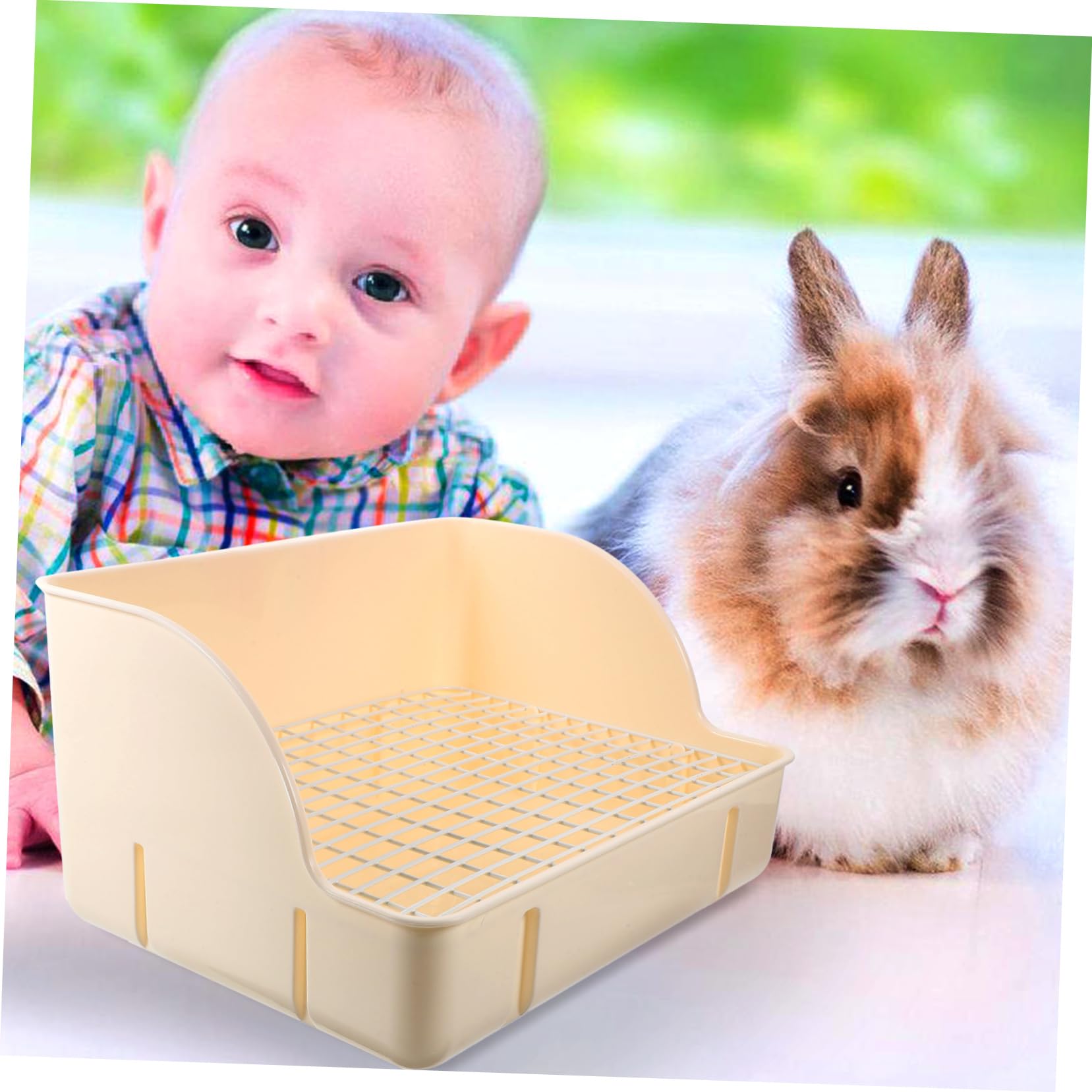 BESPORTBLE Vassoio per Lettiera per Conigli e Piccoli Animali Toilette per Gabbia Design Angolare Resistente Facile da Pulire