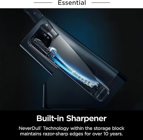 Miniatura 7 de Ninja NeverDull - Juego de cuchillos de cocina de 14 piezas con afilador integrado, potencia de corte profesional para fiestas navideñas, recetas de