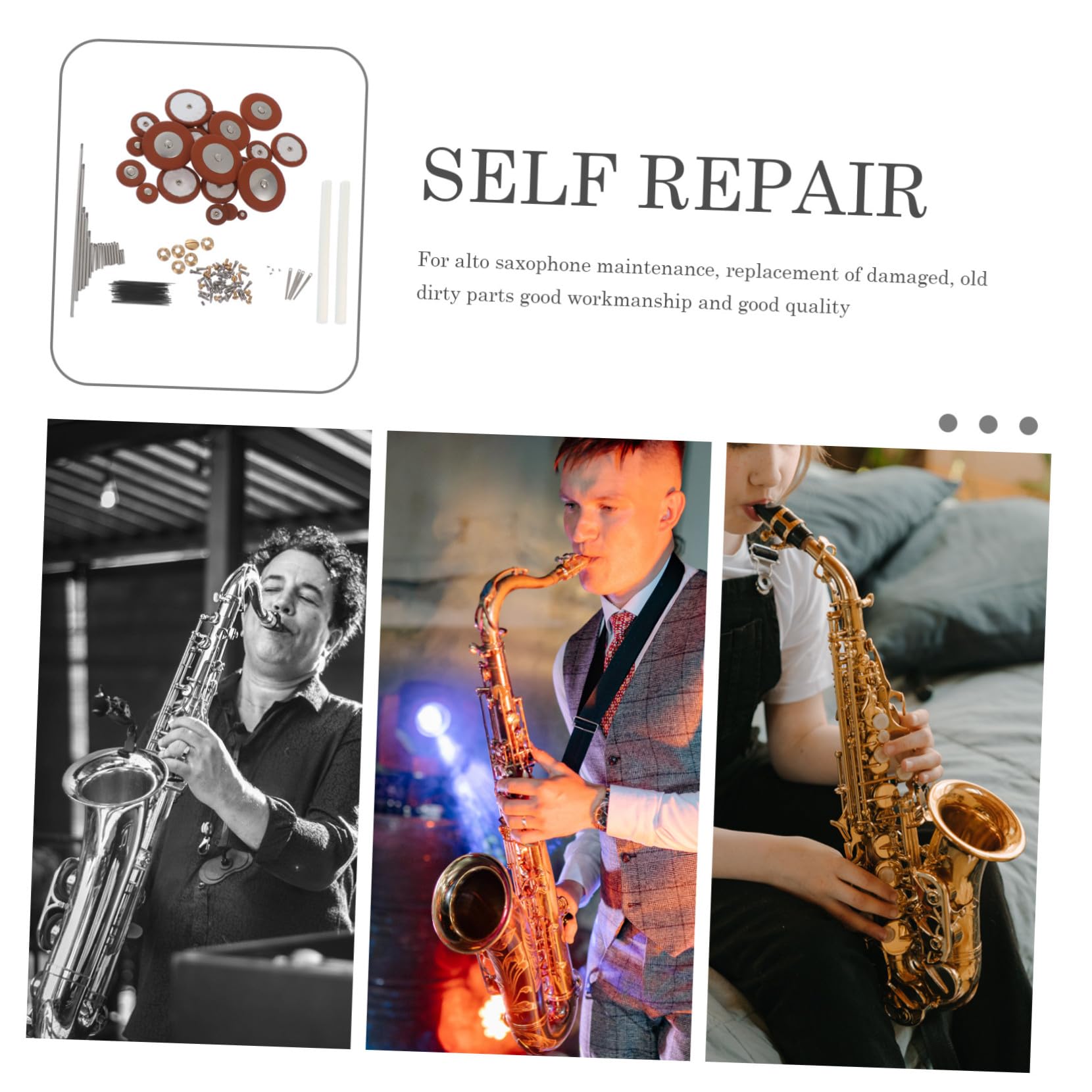 Kit de Herramientas de Reparación Mantenimiento y Sustitución de Piezas Dañadas para Saxofón Alto Color Aleatorio Tornillos Metálicos y Muelles para Músicos Profesionales