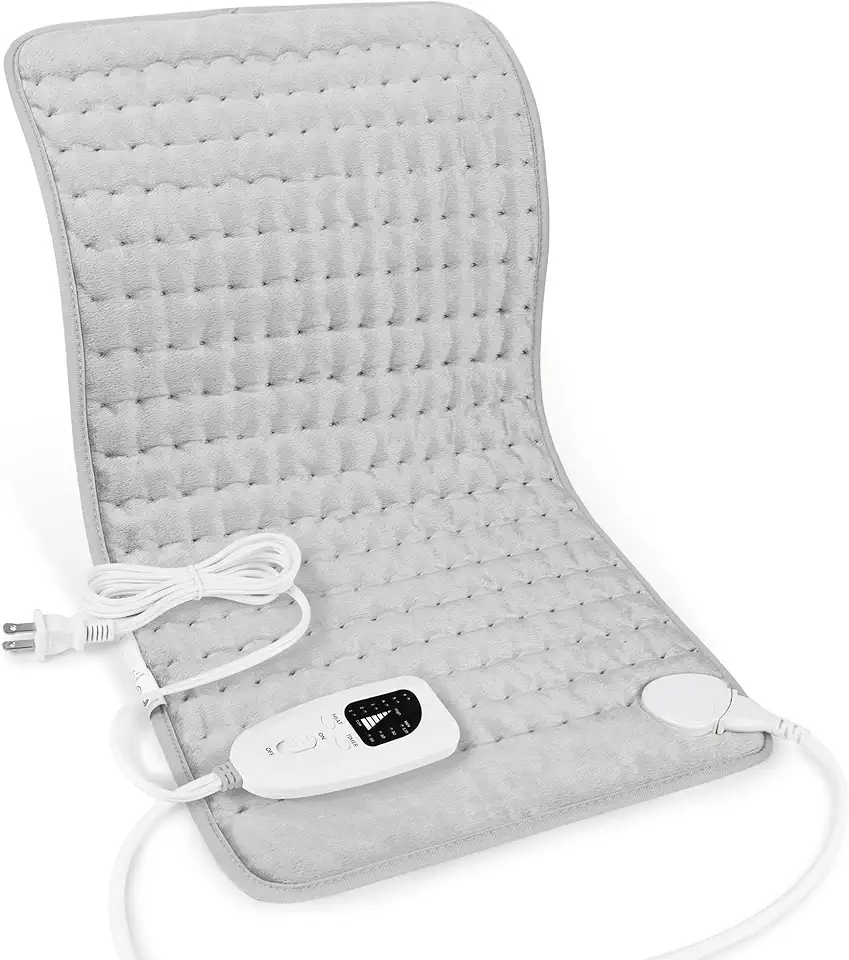 Heating Pad,Electric Heating Pads for Back,Neck,Abdomen,Moist Heating Pad for Shoulder,Knee,Arms,Legs,Dry/Moist Heat &amp; Auto Shut Off,Birthday Gifts for Men and Women(Light Gray, 24&#x27;&#x27;×12&#x27;&#x27;)