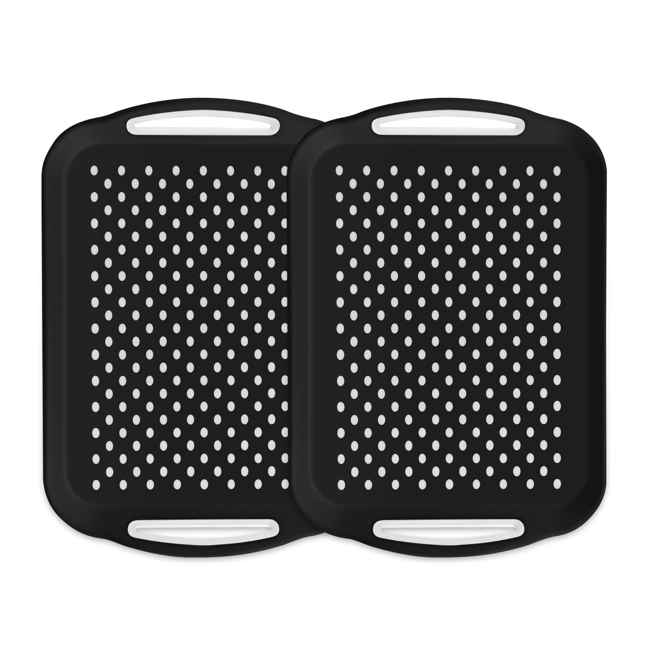 Paquete de 2 bandejas negras para servir – Bandejas antideslizantes para alimentos con puntos antideslizantes para servir fácilmente frutas drin postres y aire acondicionado – perfecto para fiestas y