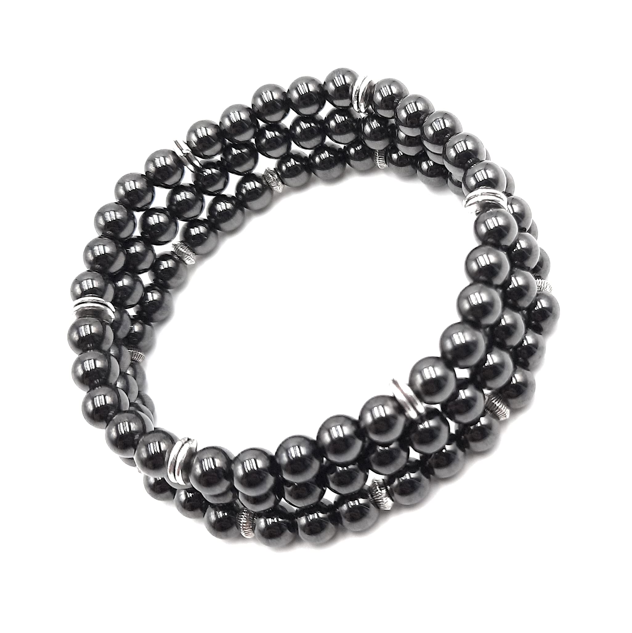 Lot de 3 Bracelets Magnétite en Pierres Naturelles (aimant naturel) Qualité AAA | Taille personnalisée de 12 à 22 cm au choix | Perles rondes 6 mm | Création Artisanale Française