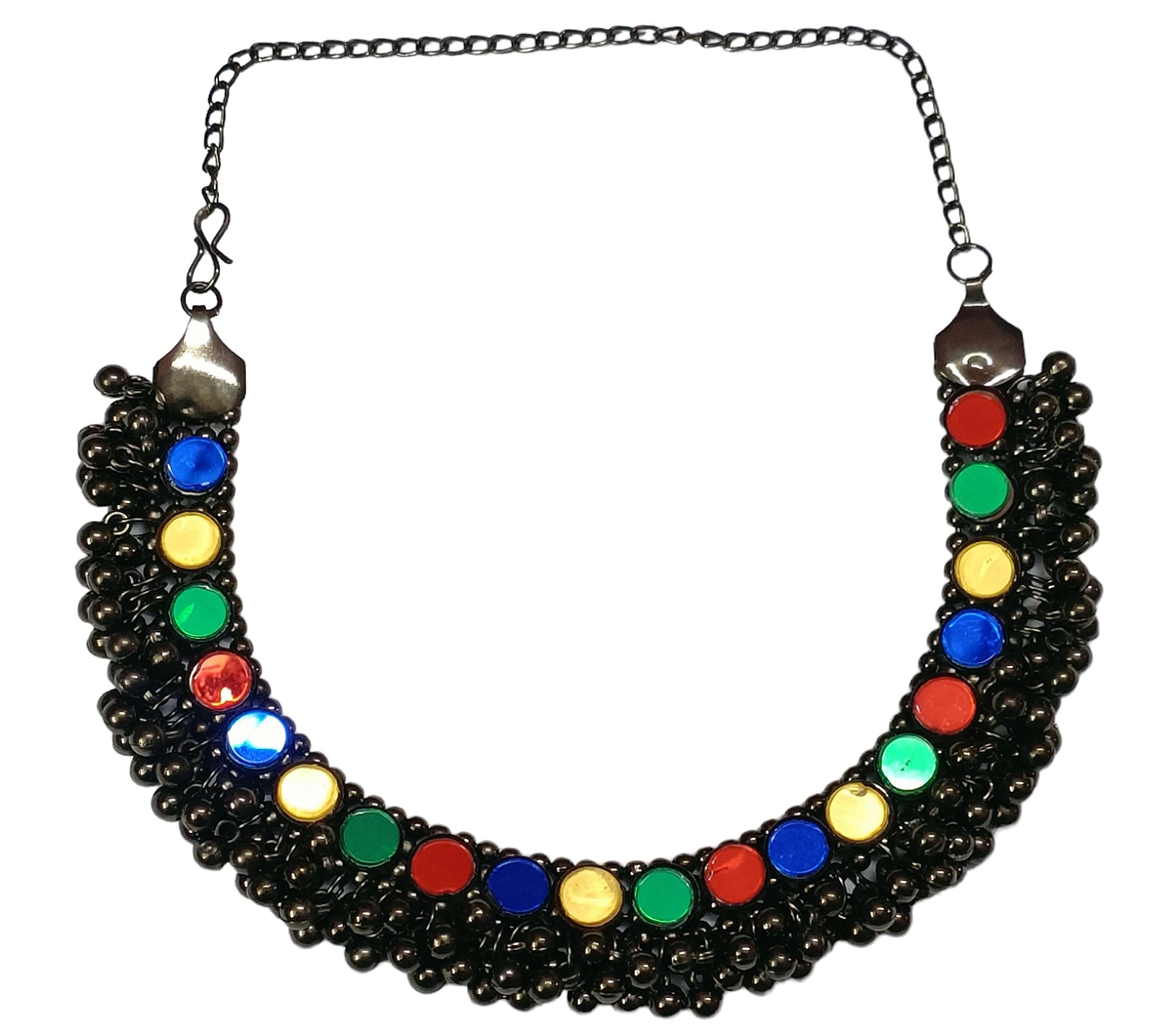Paninaro Oxidised Afghani Choker Necklace Mirror Work for Women & Girls (B0BLJ1Y3K9) Amazon Price History, Amazon Price Tracker