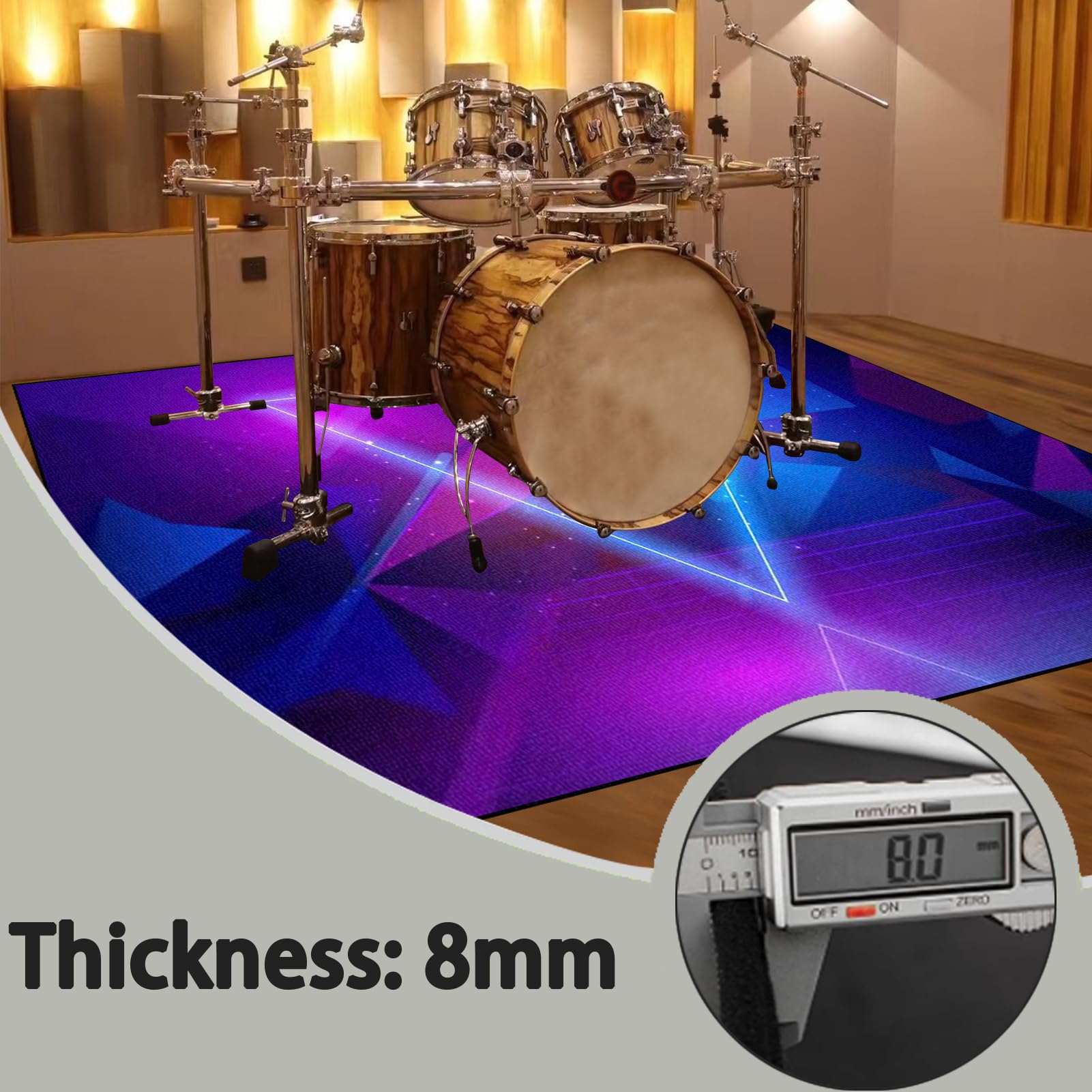 Elektroniczny dywan perkusyjny, do perkusji, jazzu, perkusji, zestaw do bębna basowego, werbla, instrumentów perkusyjnych, mata chroniąca przed hałasem, antypoślizgowy dywanik bębnowy, 160 x 120 cm