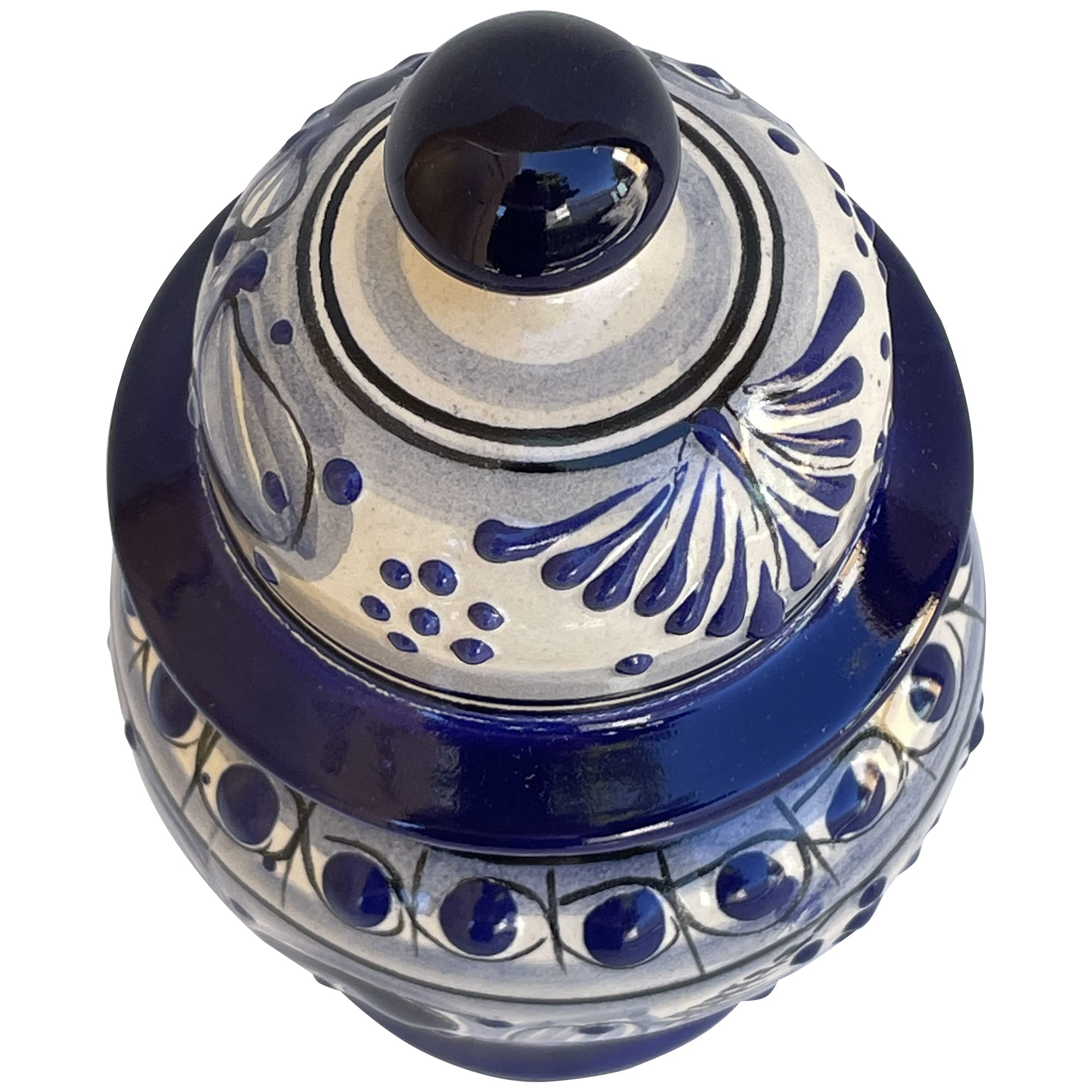 TalaMex Cholula Hand-Made Small-Size Colorful Mexican Talavera Ceramic Cookie Jar with Lid