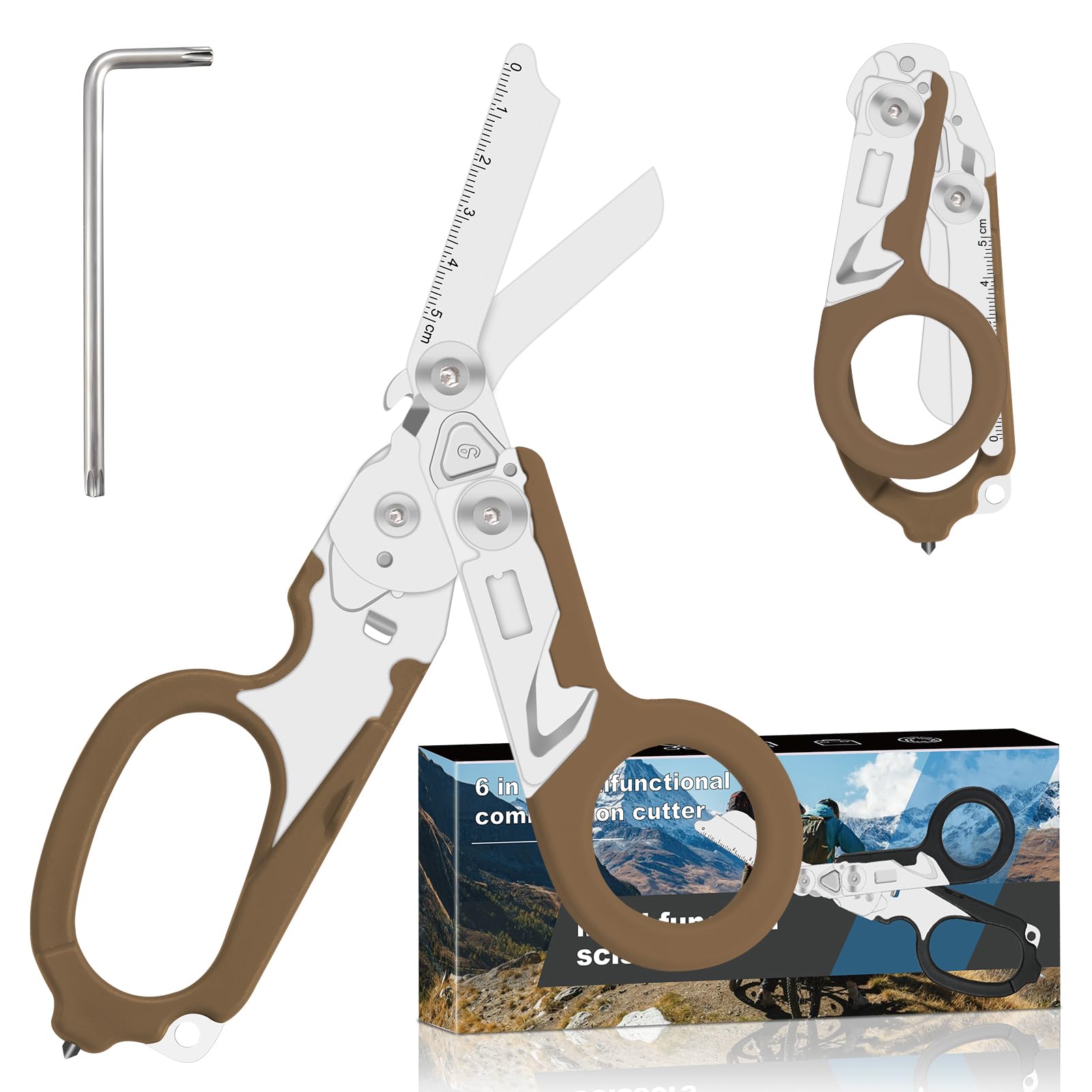 6-in-1 Heavy-Duty Emergency trauma shears (Bean Sand Colour)