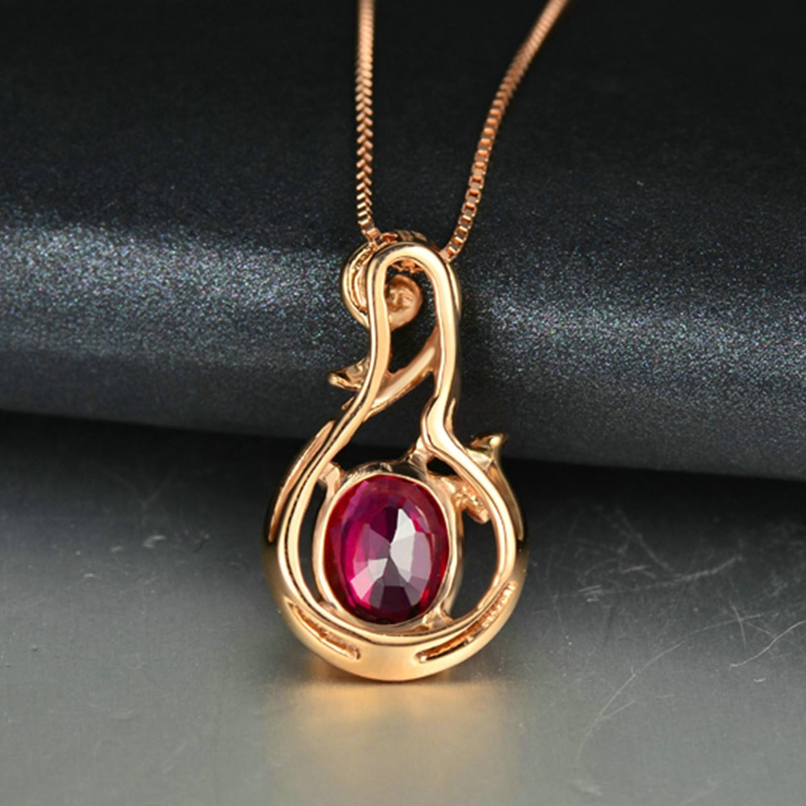 Łańcuszek damski z czerwonego złota, prawdziwe 750 585 375, zawieszka charms, nieskończoność z czerwonym turmalinem, 1,35 ct, łańcuszek damski, 45 cm, na wesele
