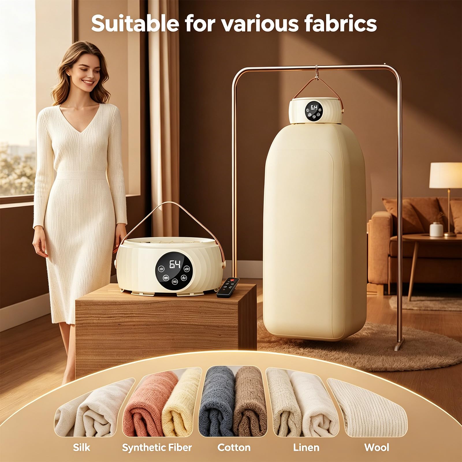 Mini-sèche-linge avec Pompe à Chaleur, 1-7H Timer & Télécommande, Stérilisation UV, Portable für Reise/Wohnheim/Camping