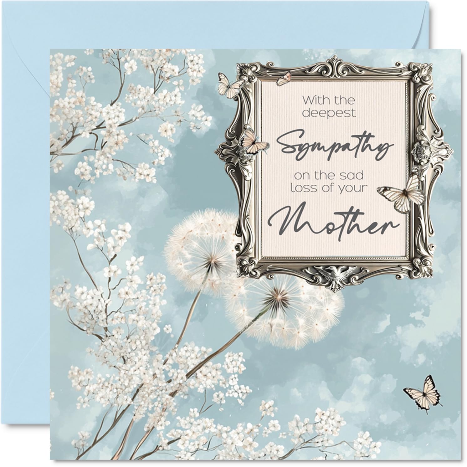Sympathy Cards - Deepest Sympathy Sad Loss Of Your Mother Card - Sorry Mourning Bereavement Cards for Adults, 145mm Condolences Thinking of You Card, Floral Greeting