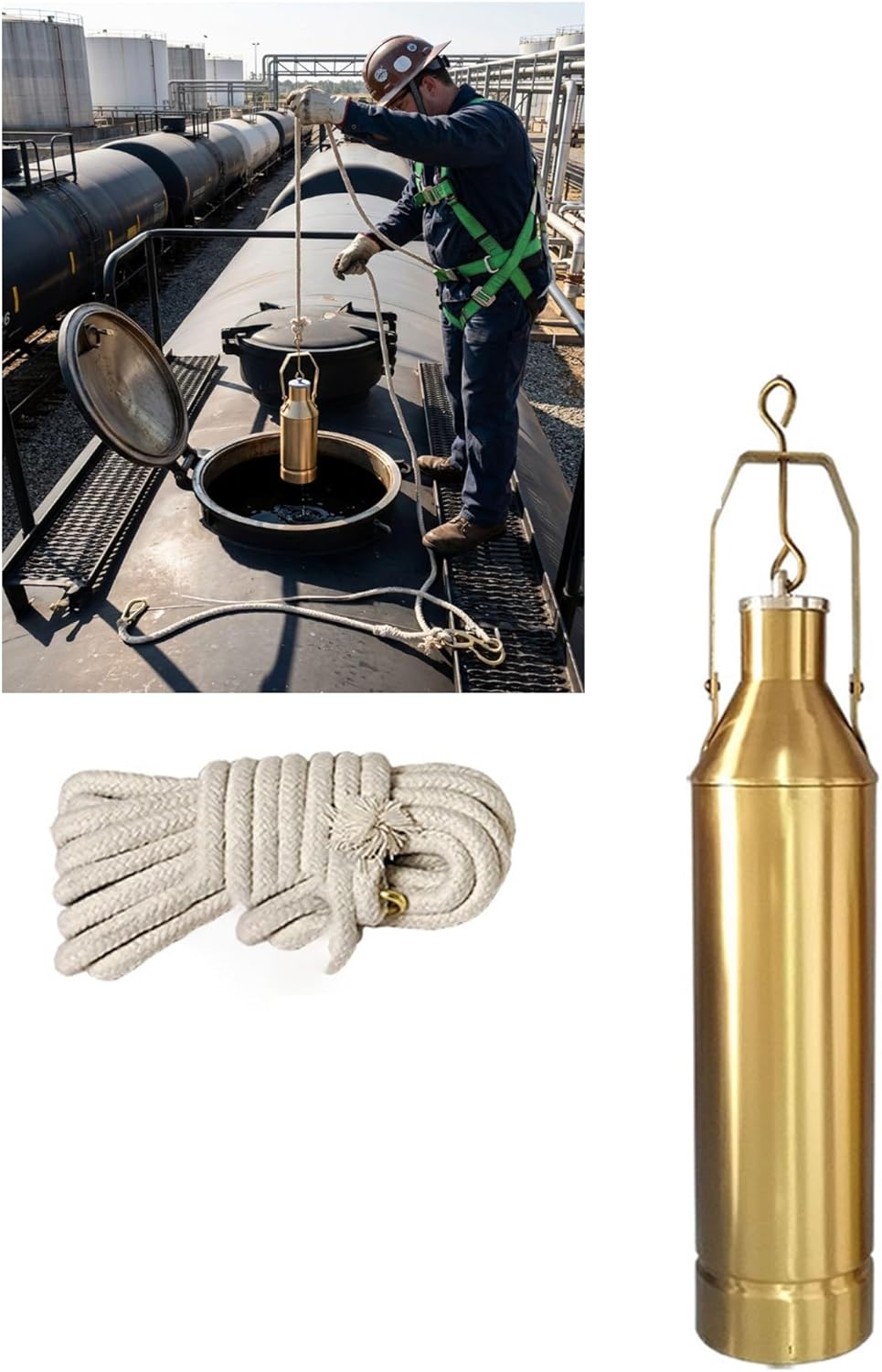 Handheld Copper Liquid Sampler Kit - Oil Sample Tool, 300/500/1000ml for Lab, Factory, Workshop, Warehouse (1000ml/0.26gal) - Durable & Accurate