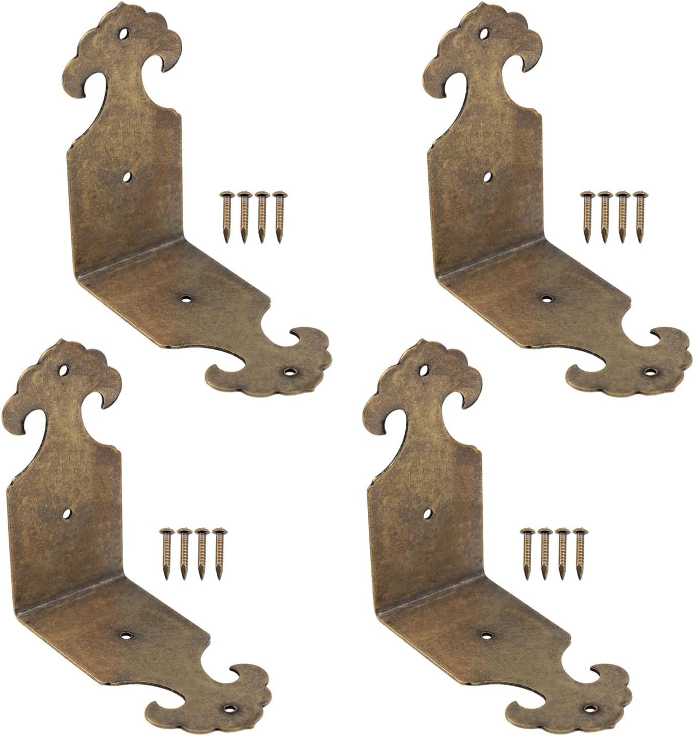 Bronze Corner Bracket Corner Guard Decorative Bracket 2.05inchx0.98inch with Screws, Suitable for Various Wooden Boxes, Jewelry Boxes, Storage Boxes, Table Corner Guards 4 Pcs