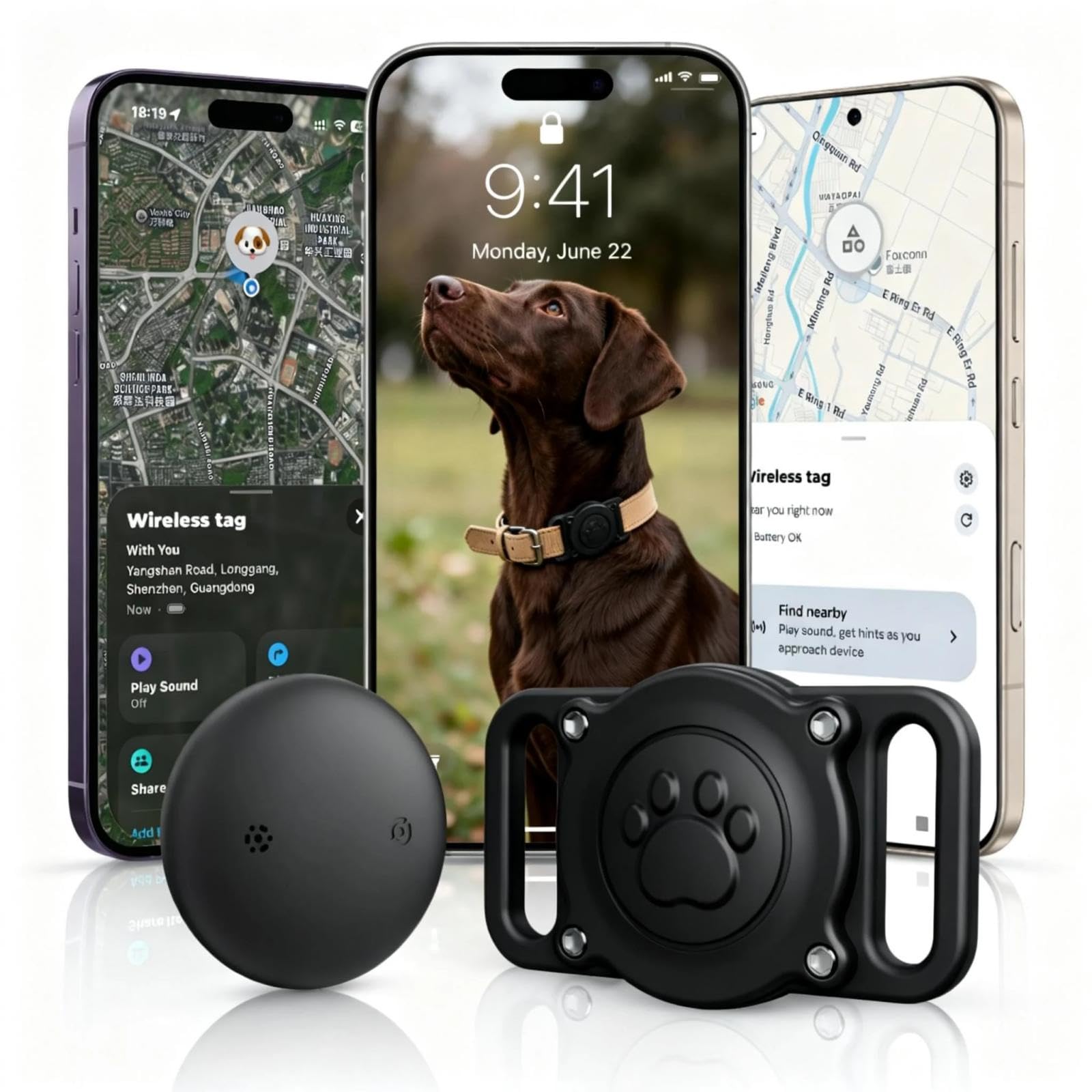 NozlaID Tracker Hunde (iOS & Android), Mini SmartTag Hundetracker Ohne ABO, kompatibel mit Apple Find My & Google Find Hub, Halterung für Hunde und Katzenhalsbänder mit Ortungsgerät (1 Pack) - 2