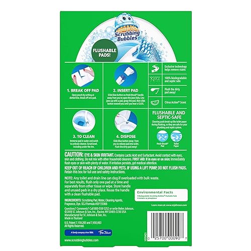 Miniatura 8 de Scrubbing Bubbles Fresh Brush - Recambio para inodoros, limpiador de inodoros y inodoros, elimina olores y cal, aroma a acción cítrica, 10 unidades