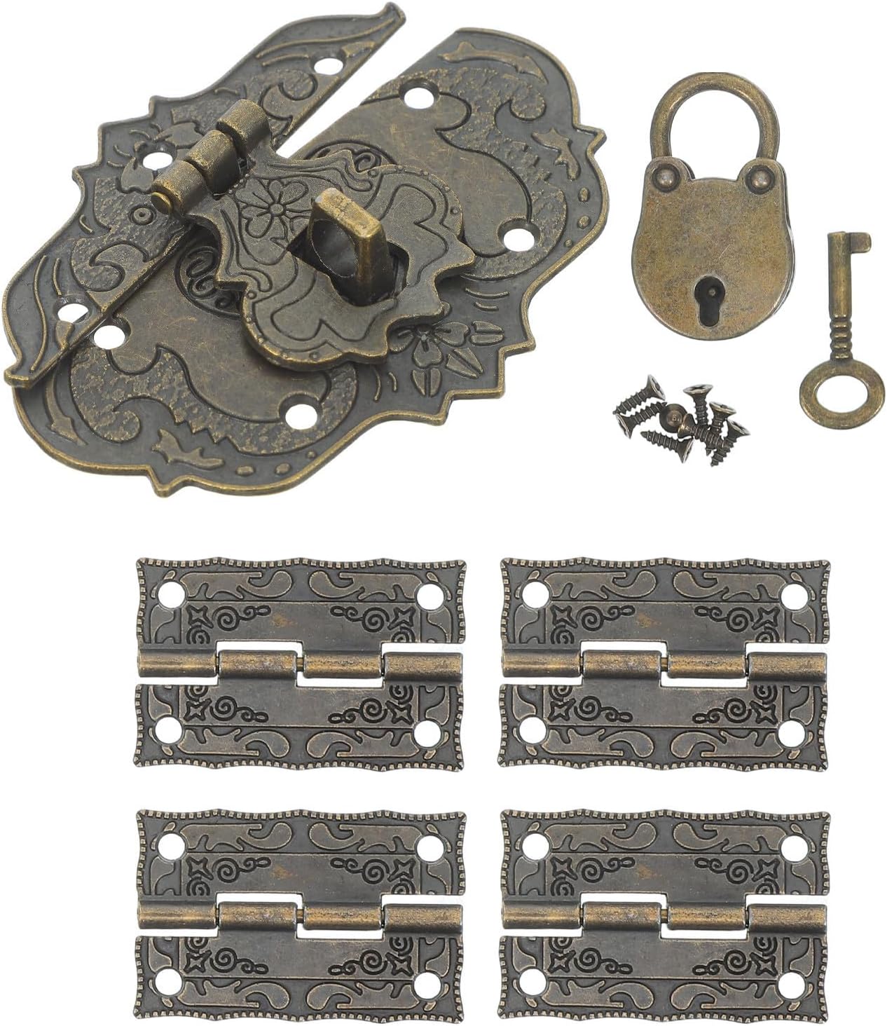 Vintage Jewelry Box Hinges and Latches Set, Small Golden Iron Hardware Kit with Precision Snap Split Hinge Mechanism, Smooth Operation for DIY Woodworking and Keepsake Chest