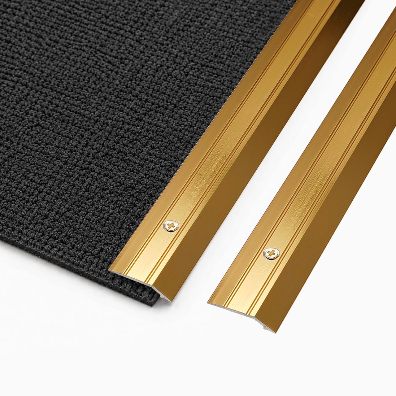 2-Pack Aluminum Carpet Floor Transition Strips,Carpet to Tile Floor Edging Trim, Metal Threshold Strip for Threshold Height Less Than 5mm (90cm,Gold)