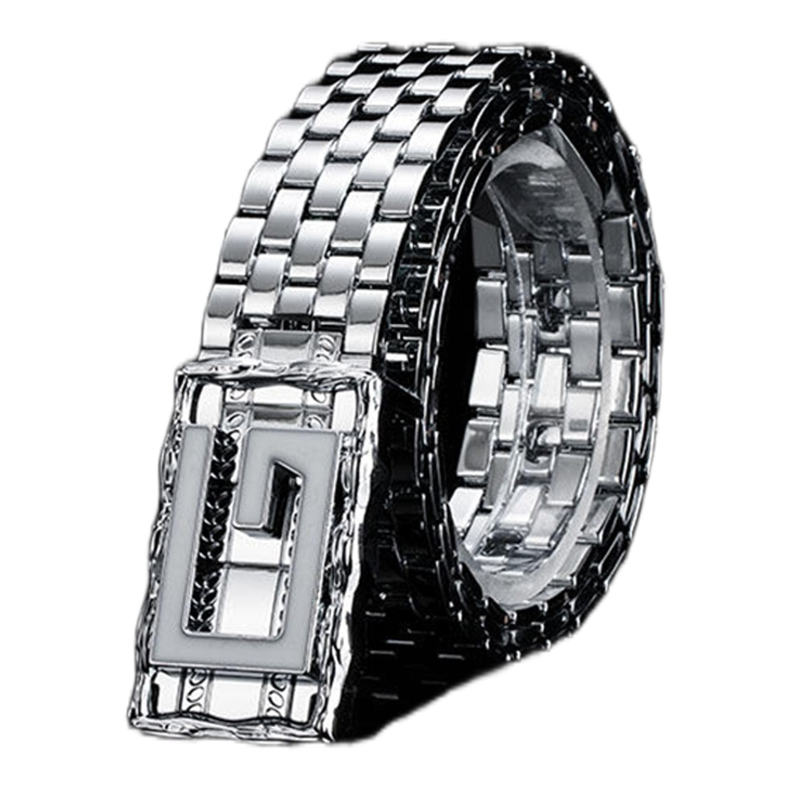 JIARY Silver A,125CM/49.2'',Stainless Steel Belts for Men, No Leather Metal Business Dress Adjustable Belts with Buckle