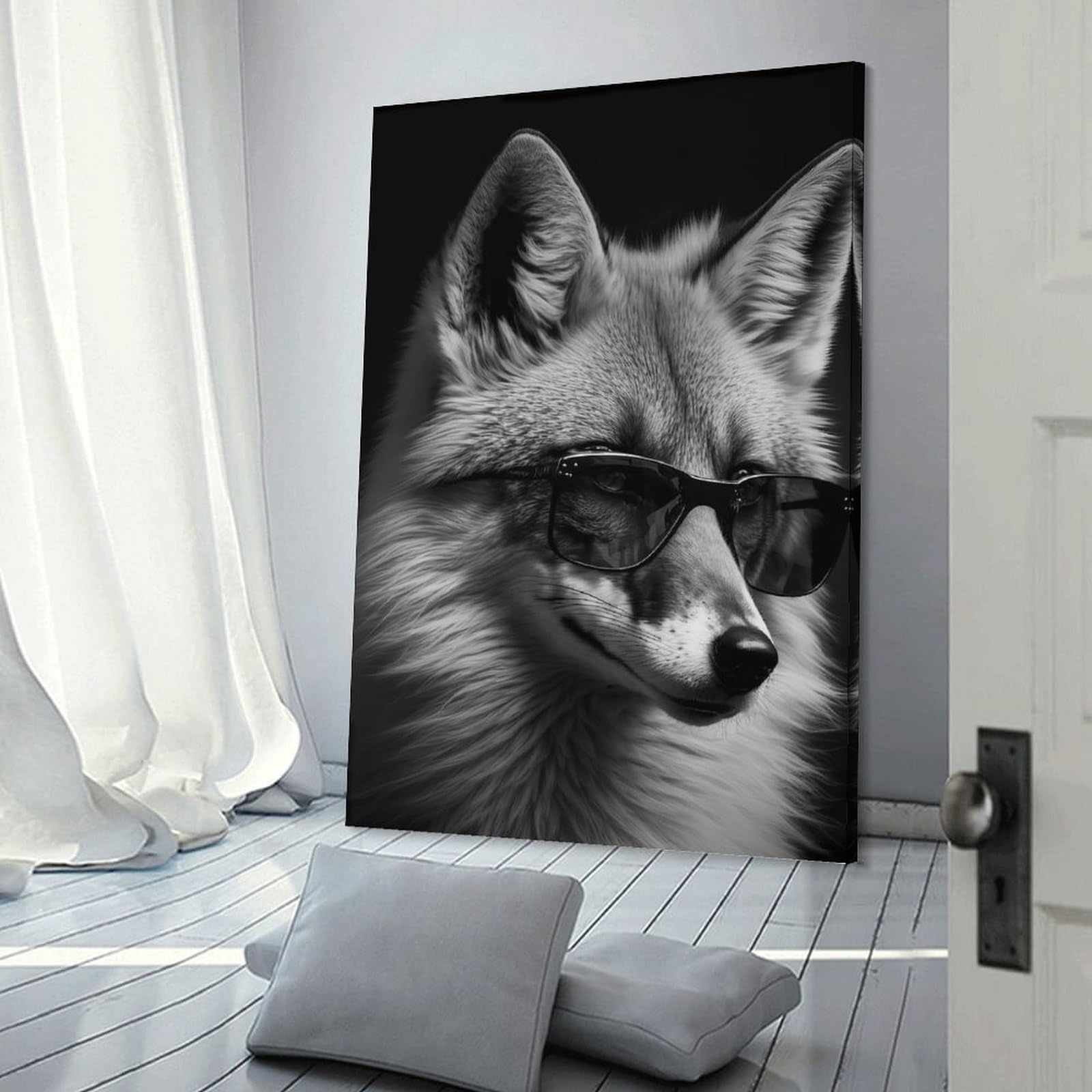 Junmoney Canvas Wall Art Portrait of A Red Fox, 24x36inch(60x90cm), for Bedroom, Guest Room Or Reading Nook, Canvas Wall Decor for Personal Spaces