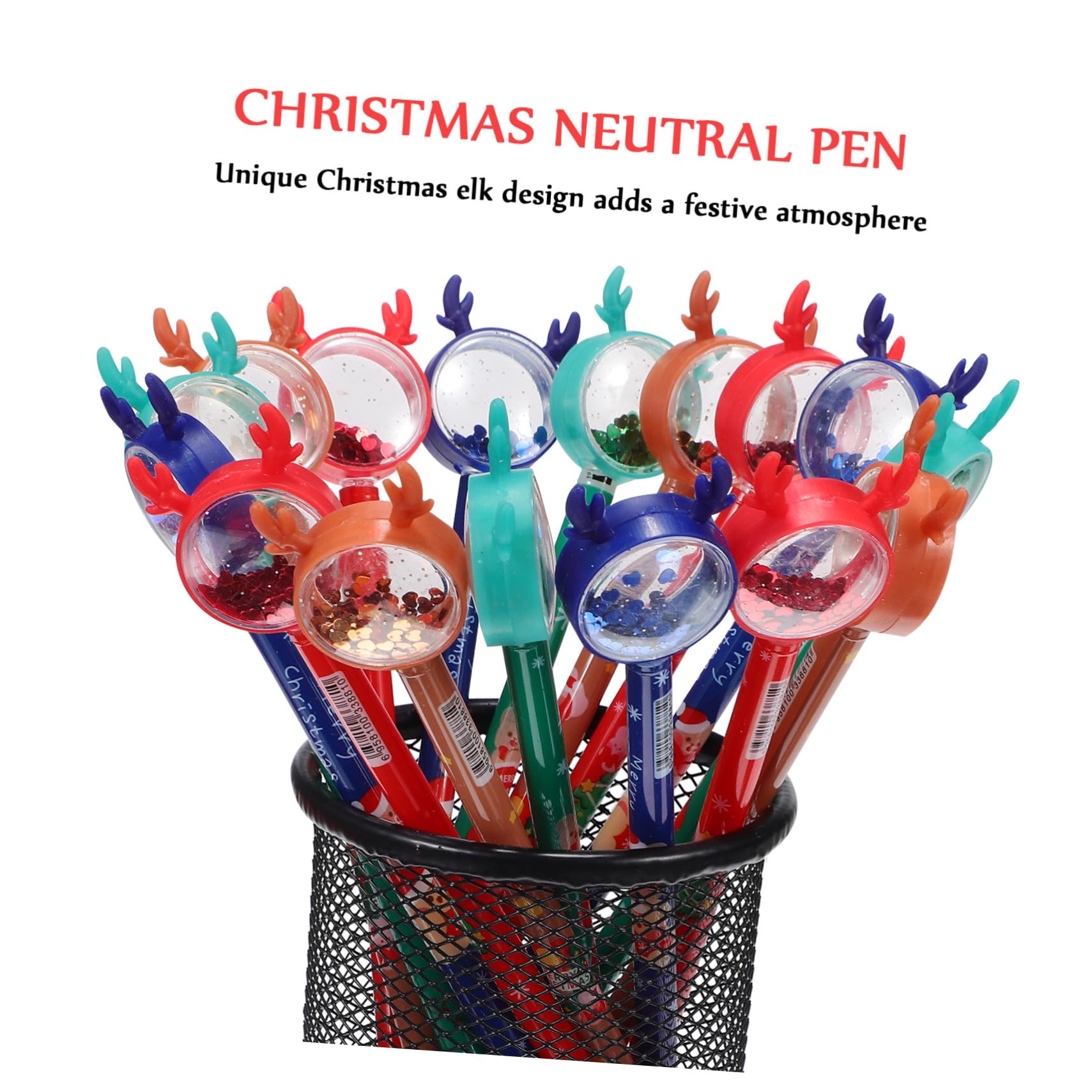 Alasum 36 Pièces Stylos Gel Noël à Motif Renne avec Paillettes Stylos Écriture Colorés Bleu Rouge Vert Marron pour Bureau École et Festifs