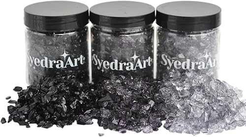 Miniatura 28 de Syedra - Juego de 3 piezas de vidrio triturado para manualidades, arte de resina, piezas de espejo de color triturado, 1 libra (amarillo)