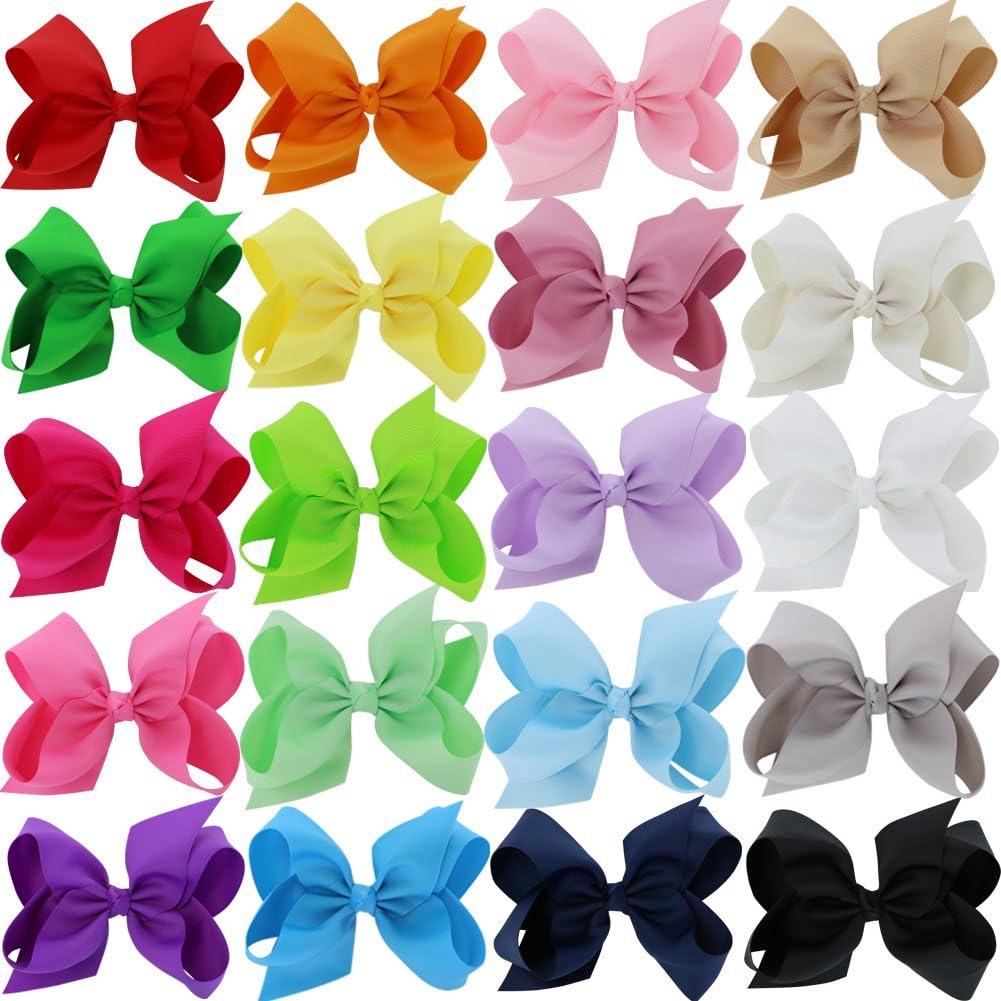 QingHan Large Grosgrain Ribbon Hair Bows With Alligator Clips For Teen Girls Women 20 Colors
