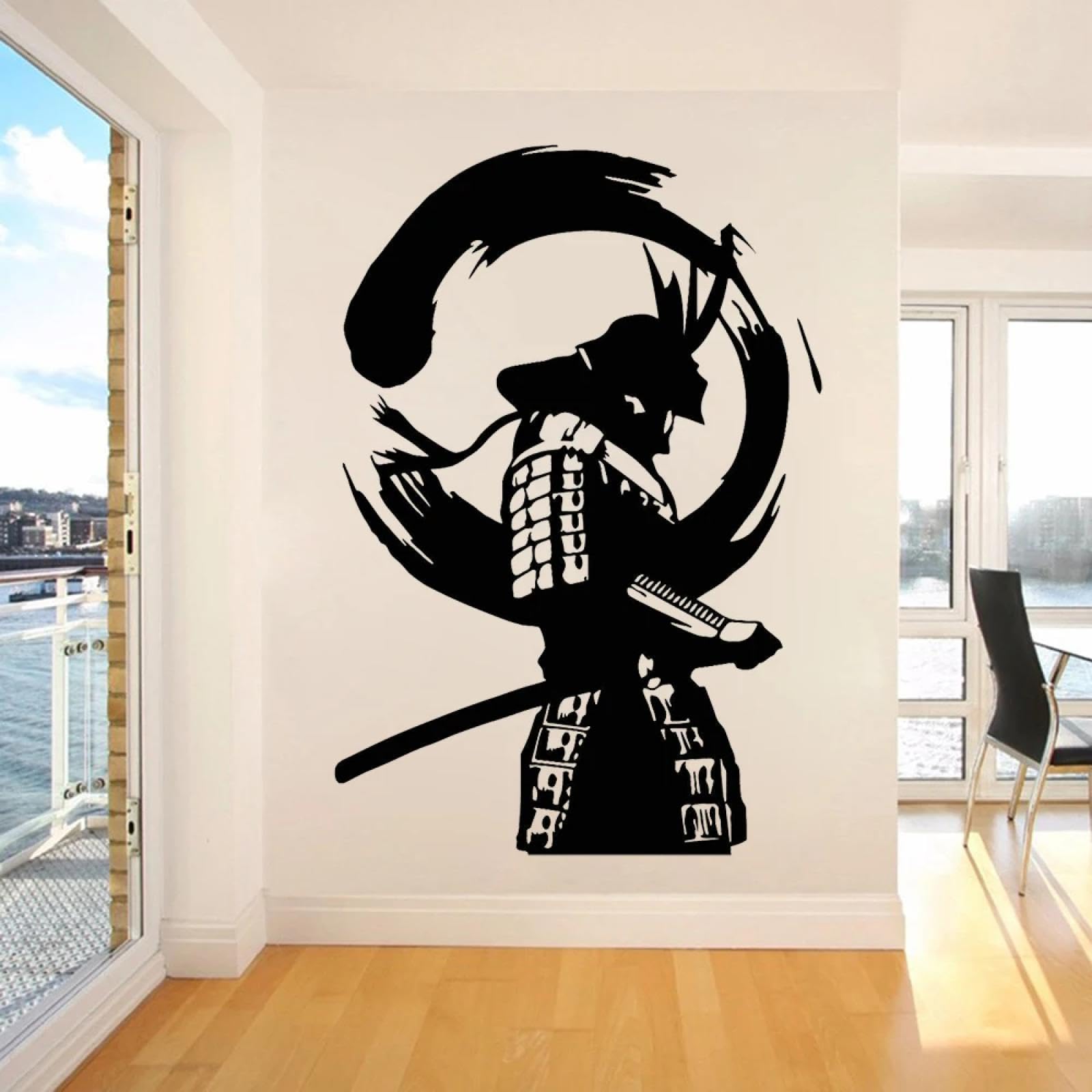 Youousi Black Japanese Samurai Ninja Samurai Asian Wall Stickers Samurai Vinyl Wall Art Decals Children's Room Playroom Living Room Home Decoration