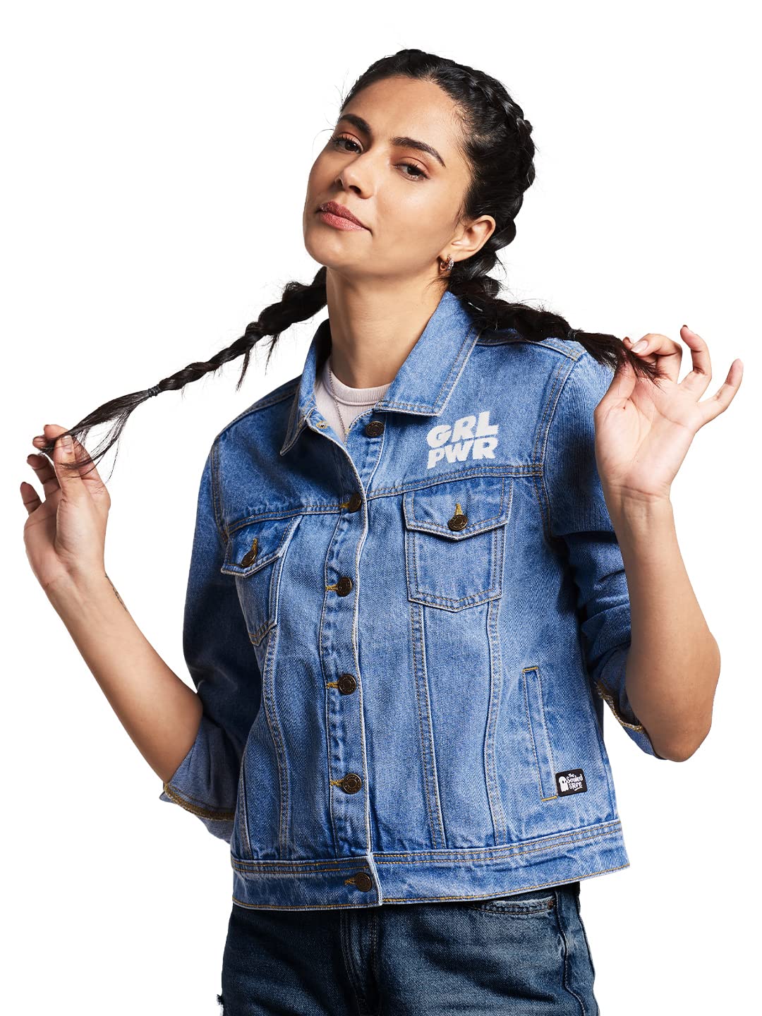 the souled store Women Official Powerpuff Girls: Girl Power Blue Printed Denim Jackets-picture-33