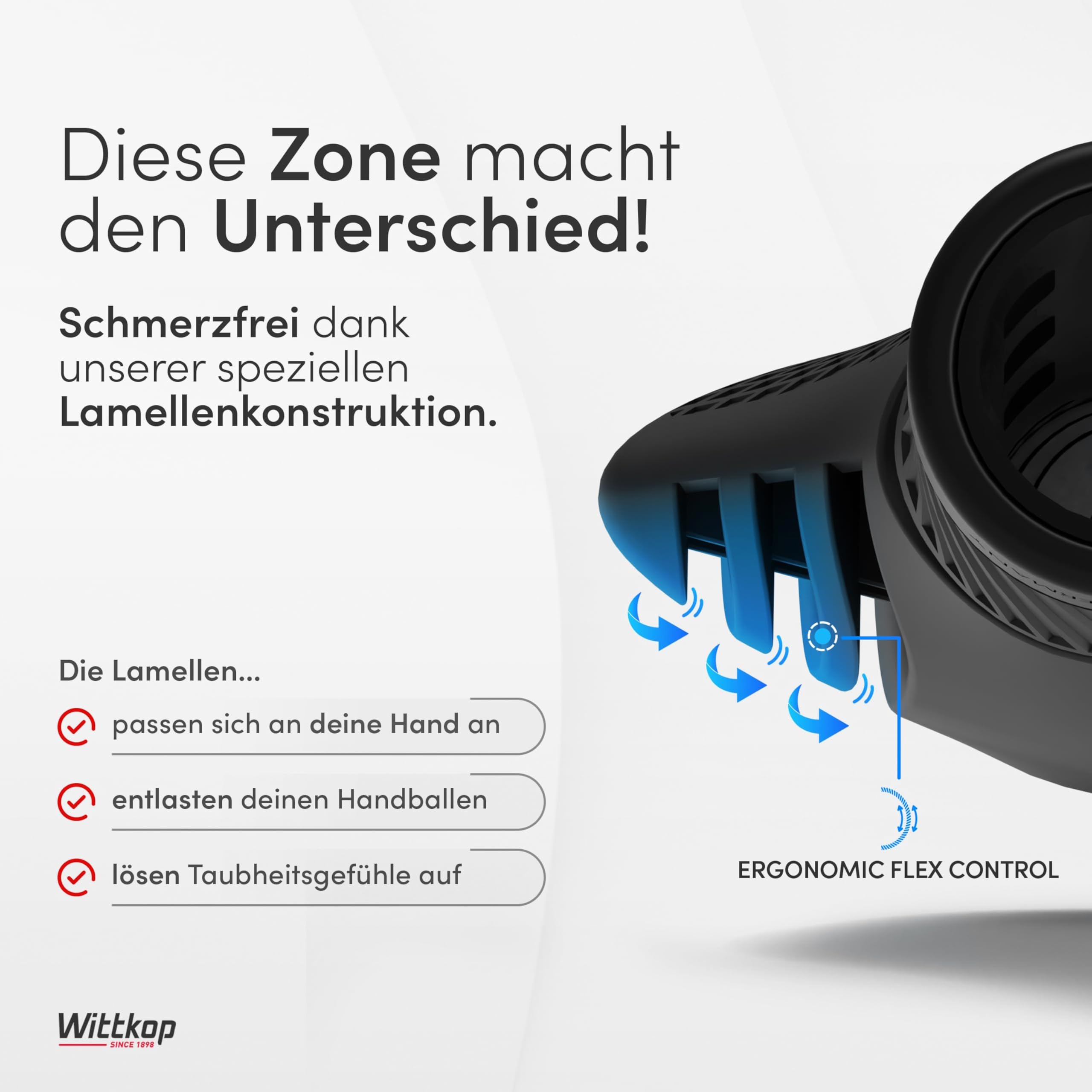 Wittkop Fahrradgriffe mit innovativem Mehr-Zonen-Design, Made in Germany I ergonomisches Design mit Anti-Rutsch Effekt inkl. Komfort- & EFC-Zonen für optimierten Grip & Komfort I Fahrradgriffe Lenker