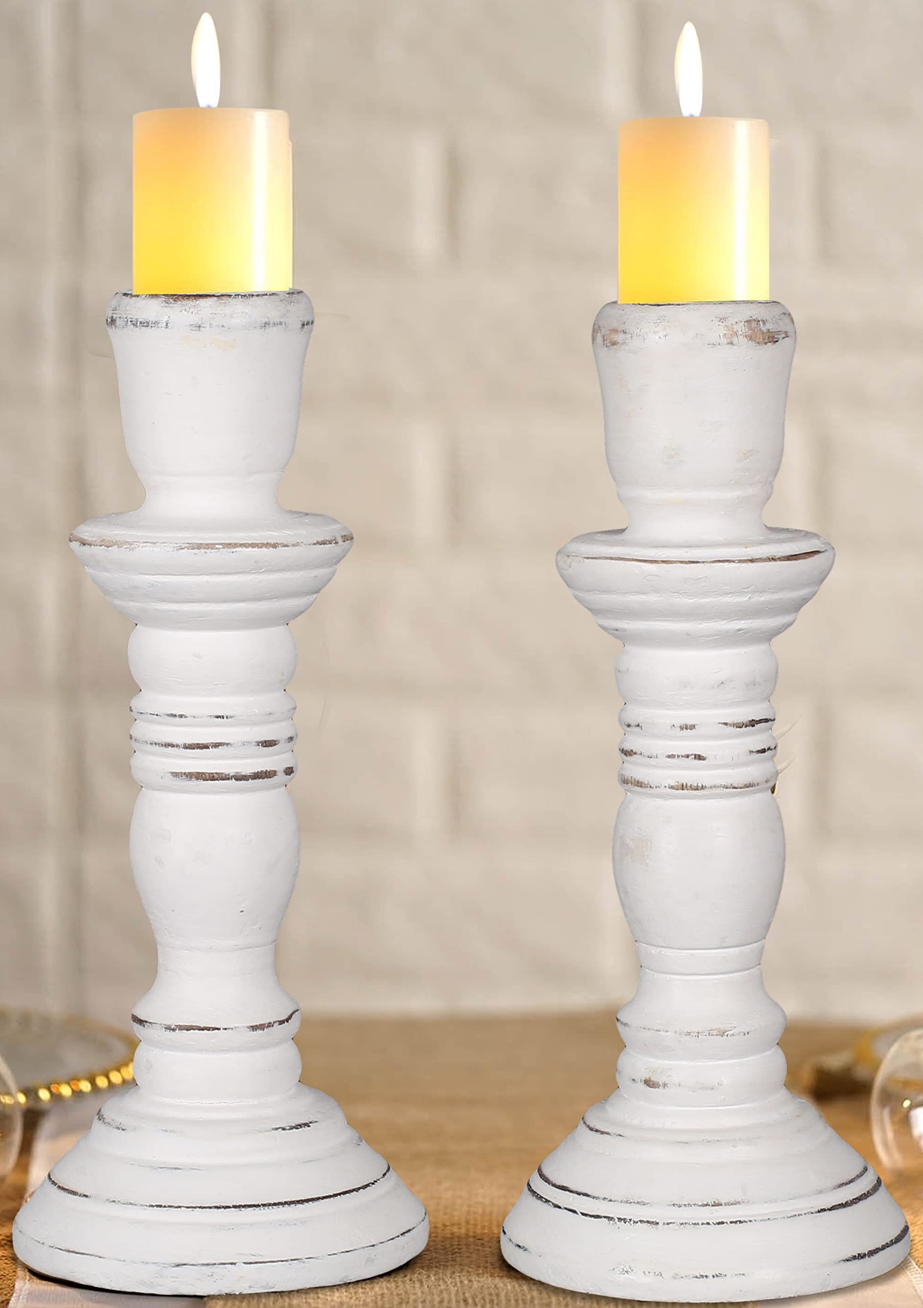 Lot De 12 Bougeoirs En Bois Naturel – Décoration De Table Mariage, Anniversaire, Noël – Style Scandinave
