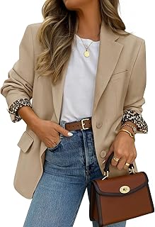 ZESICA Women's Fall Business Casual Blazers 2025 Long Sleeve Lapel Open Front Button Work Blazer Jackets with Pockets