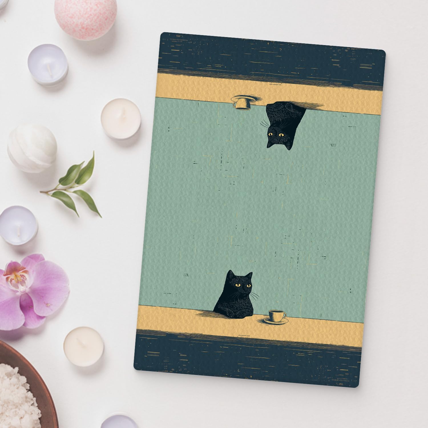 Vintage Coffee Black Cat Kitchen Towels, Cat Lover Mom Lady Gifts Dish Tea Towels for Kitchen, Funny Black Kitten Hand Towel for Bathroom, 16x24 Inch - Image 2