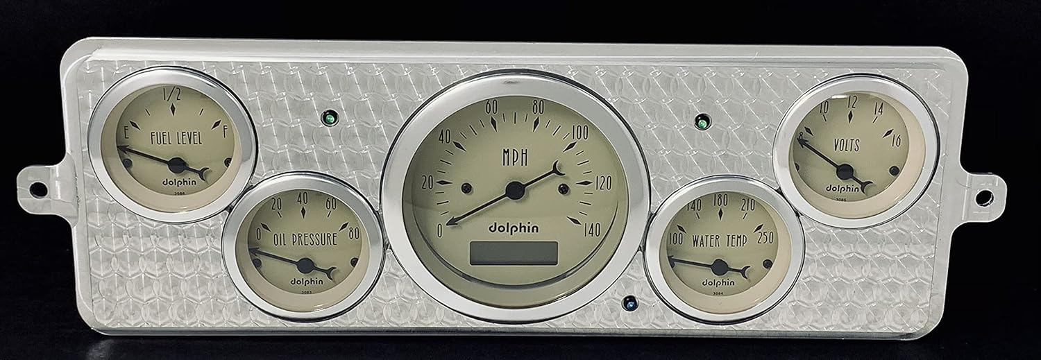 1939 Chevy Car - 5 Gauge Dash Panel Set - Engine Turned - Programmable - Tan