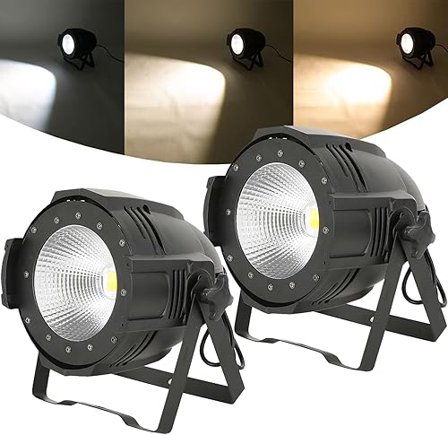 TCFUNDY Par de luces LED COB de 100 W luz LED de escenario luz estroboscópica DMX DJ luz blanca cálida y blanca fría para efectos de escenario de
