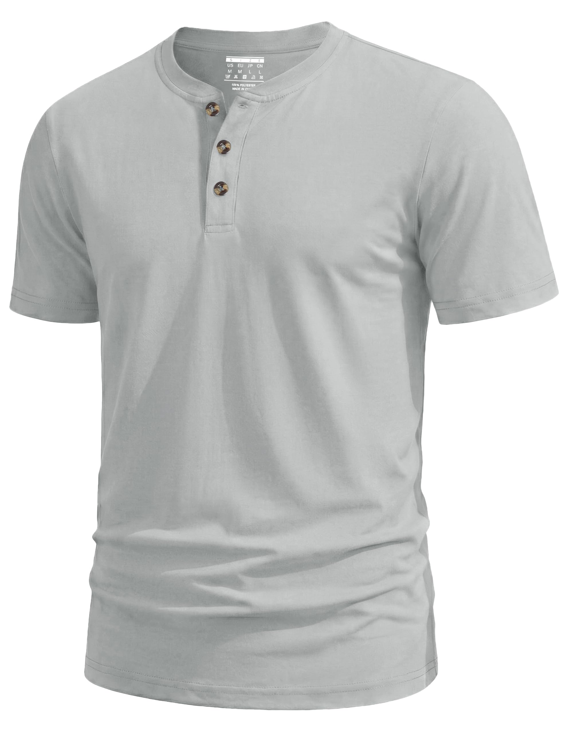 TACVASEN Henley Shirt Herren Kurzarm Sommer Basic Rundhals Tshirt Baumwolle Kurzarm Freizeitshirt Arbeits Tshirt