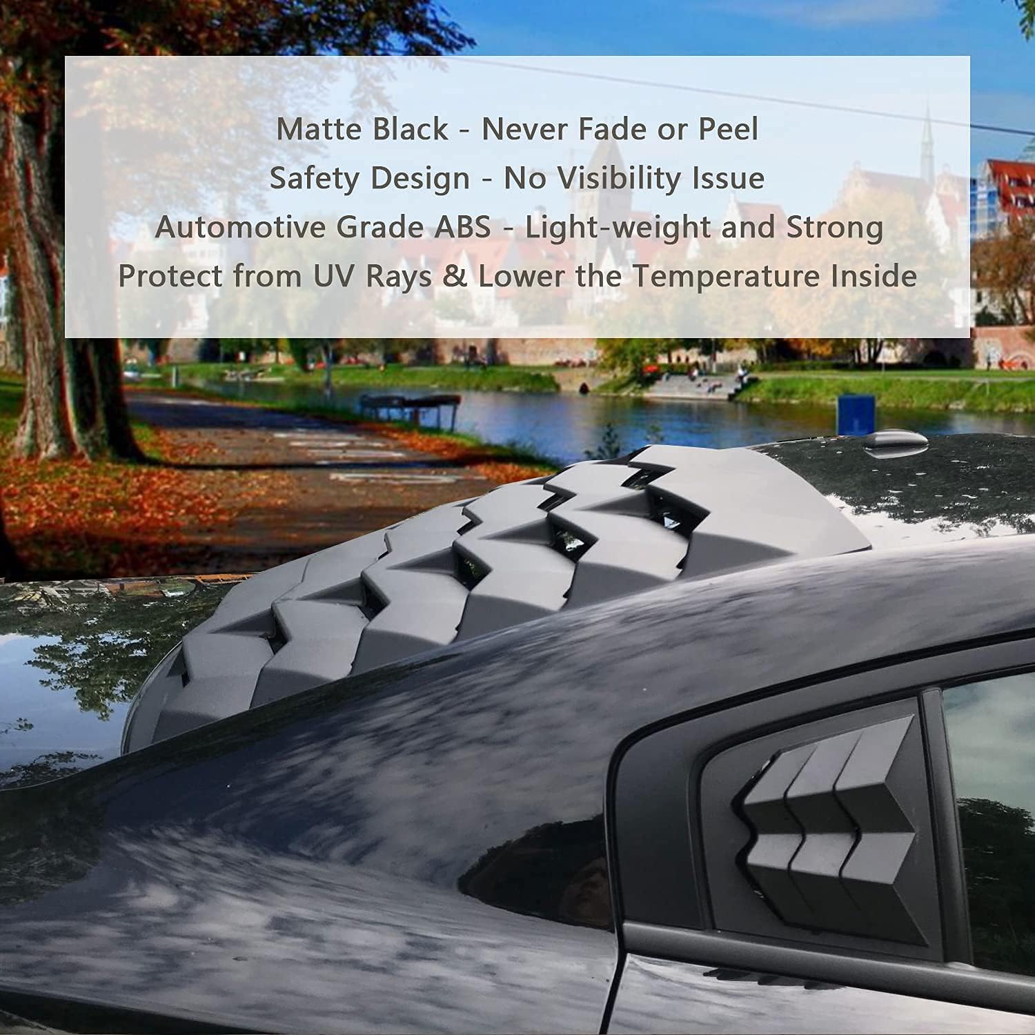 Rear Window Louvers Cover Fits for Dodge Charger 2011-2021 ABS Window Visor Sun Shade Cover Vent in GT Lambo Style (Matte Black)