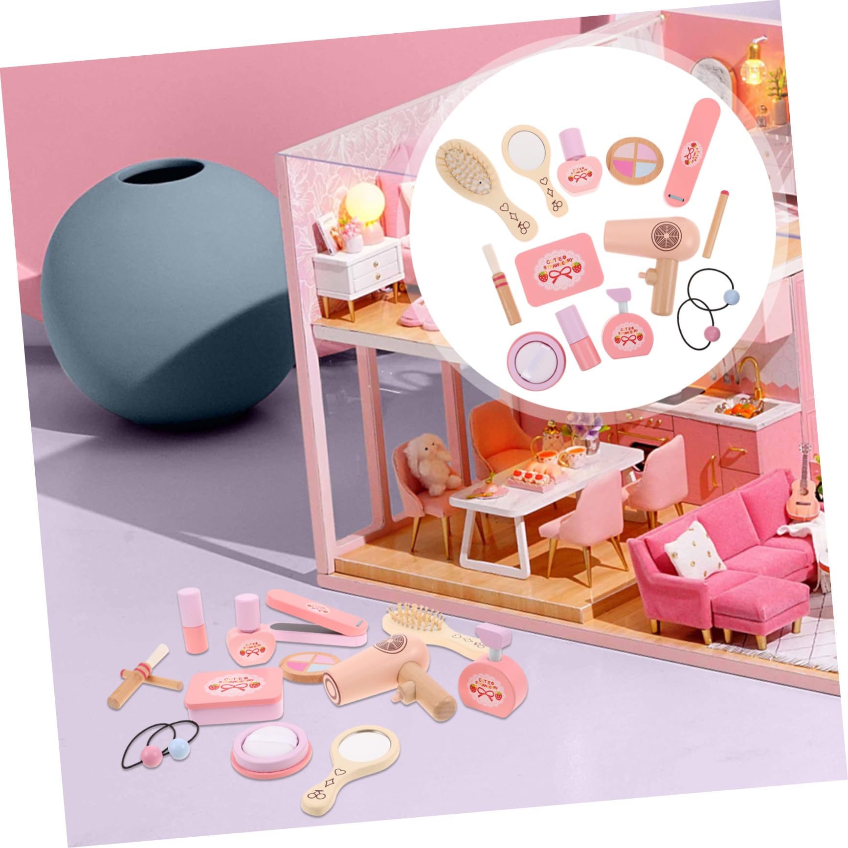 Trucco Giocattolo in Legno per Bambine Vanity Finta per Gioco di Ruolo Salone Bellezza Creativo per Bimba Gioco Educativo Coordinazione e Espressione Regalo Compleanno Bambina