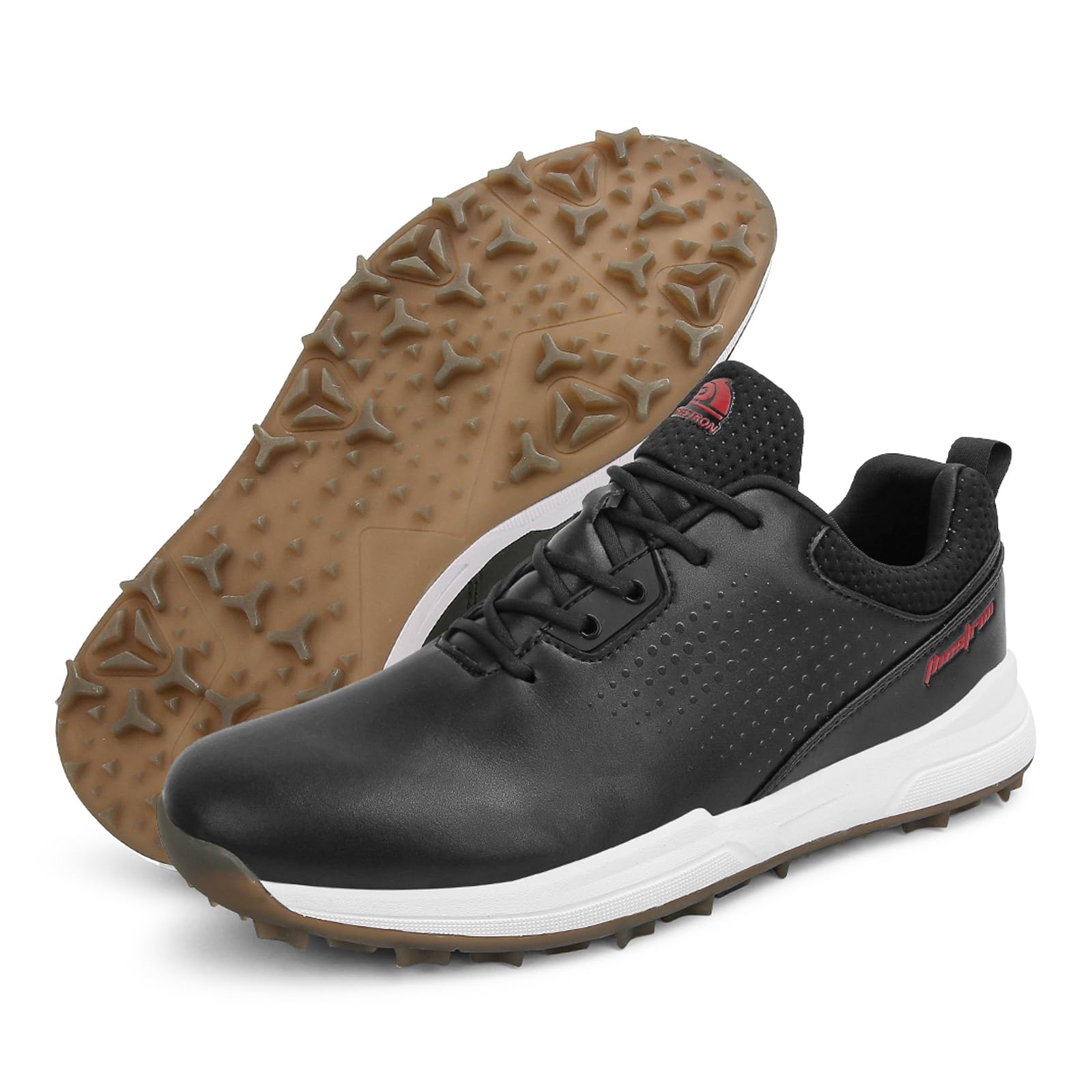 Mens Golf Shoes, Anti-Skid Breathable Casual Golf Sneakers, Classic Non Slip Outdoor Spiked Trainers For Golf Training, All Seasons Spiked Golf Boots