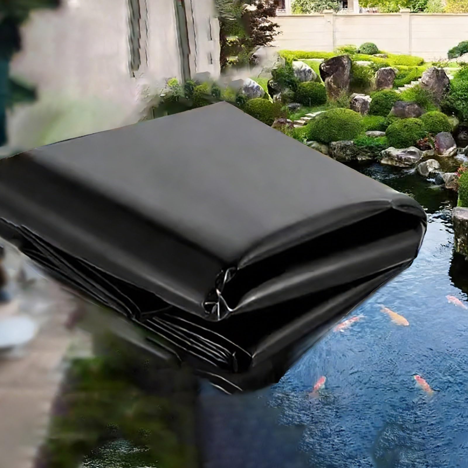 Bâche flexible pour étangs à carpes koï et cascades - Sans danger pour les poissons et les plantes - Caoutchouc très résistant - Idéal pour les étangs de jardin - Disponible en 3 m x 4 m - 5 m x 6 m