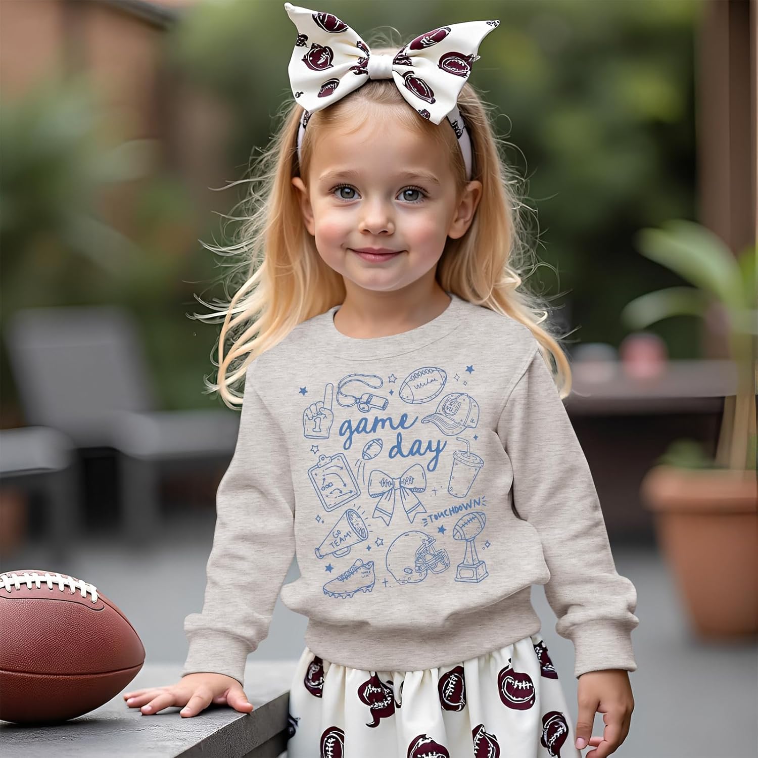 Toddler Baby Boy Girl Football Outfit Game Day Sweatshirt Letter Print Long Sleeve Shirt Crewneck Pullover Tops - Image 3