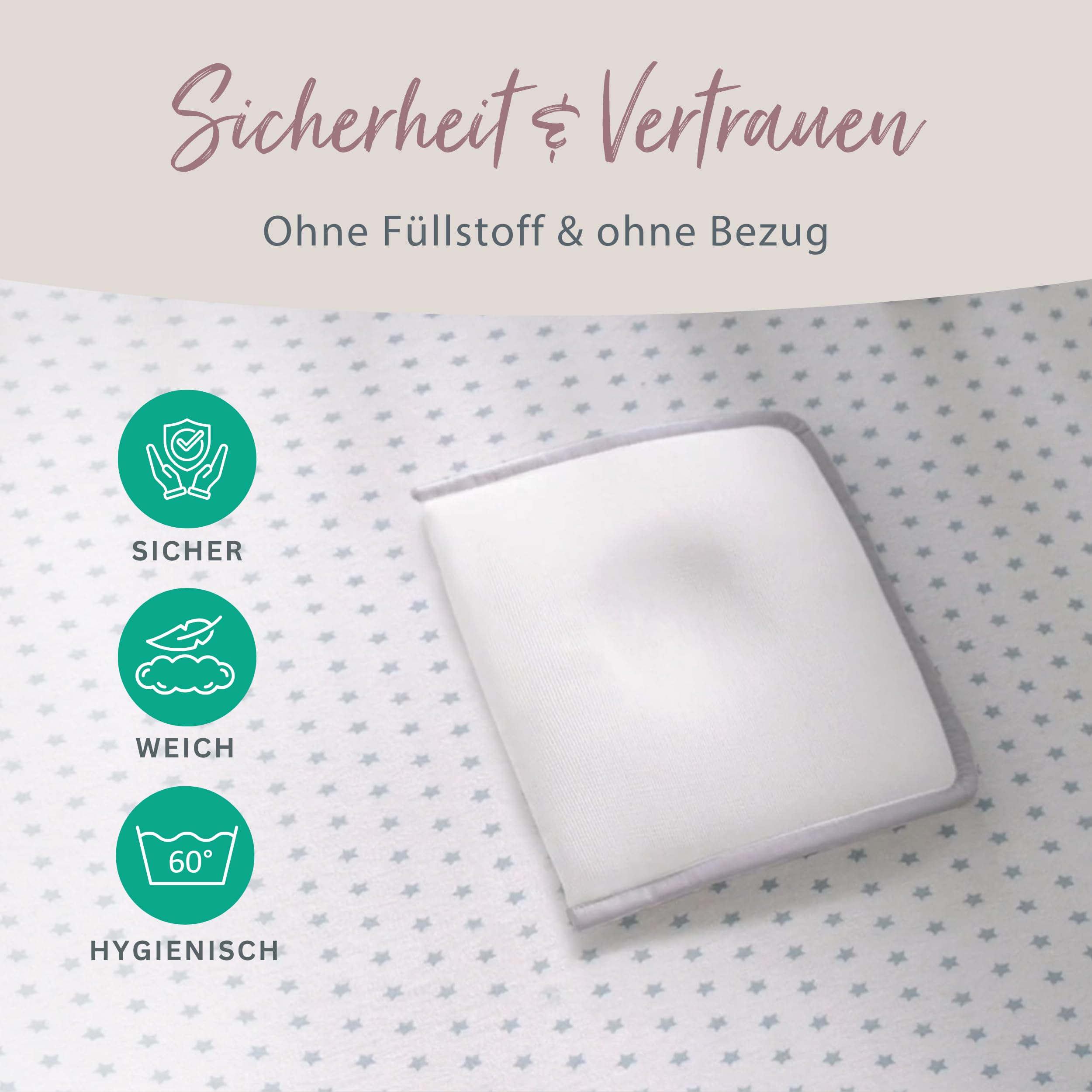 Theraline Babykissen gegen Plattkopf, ergonomisches Babykissen Plagiozephalie, sicheres 3D Abstandsgewebe gegen Verformung, Größe 1 (bis ca. 7 kg) (grau)