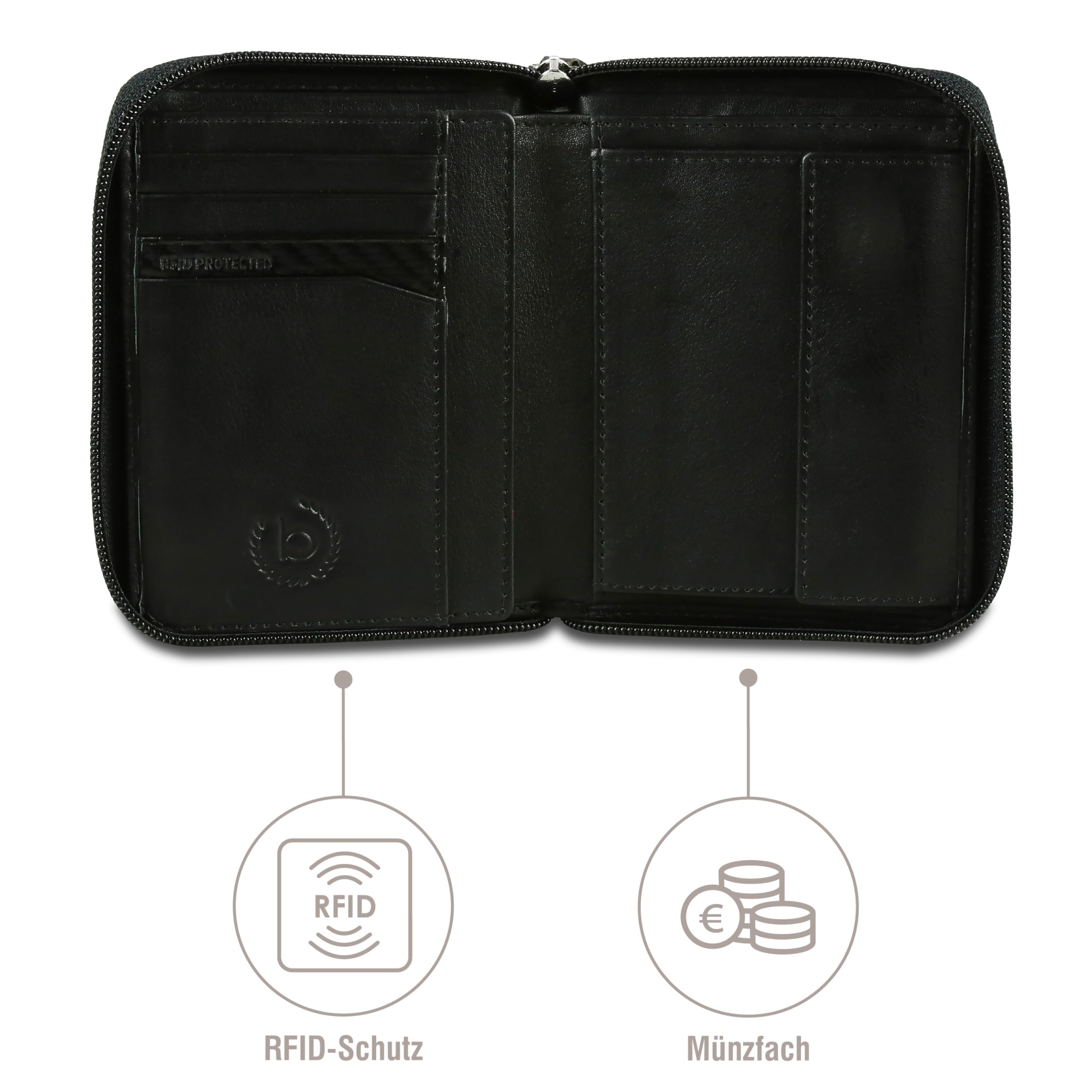 bugatti Comet Portefeuille RFID Homme en Cuir avec Zip, Format Vertical - Noir