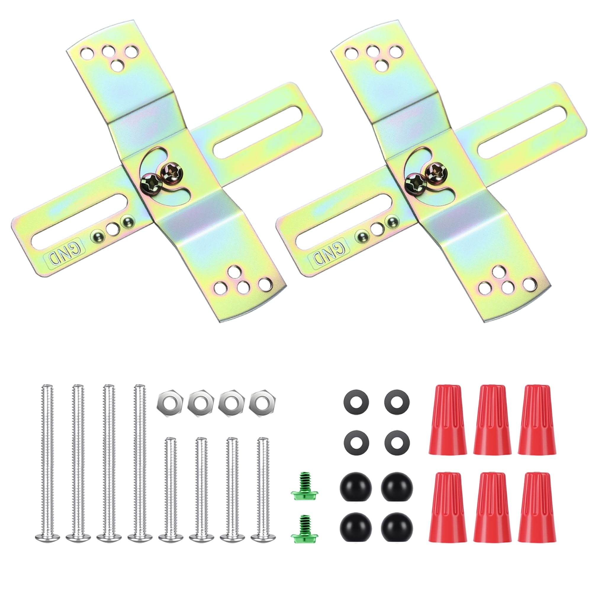 Light Fixture Mounting Brackets, Adjustable Mounting Plates for 4" J-Box, Light Crossbar Set with Screw and Nuts for Wall Light, Close to Ceiling Light, Chandelier, Pendant, 2 Pack (Black)