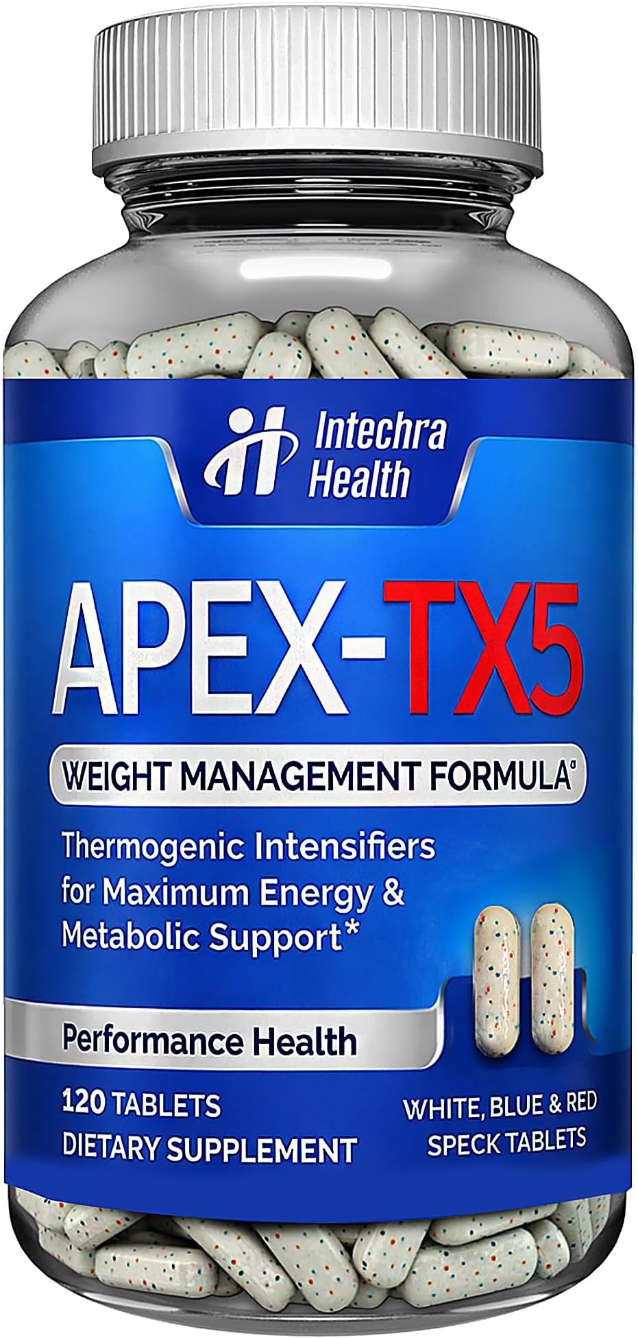 Weight Management Dietary Supplement 120 White Blue Red Speck Tablets Manufactured in the USA Highest Professional Quality