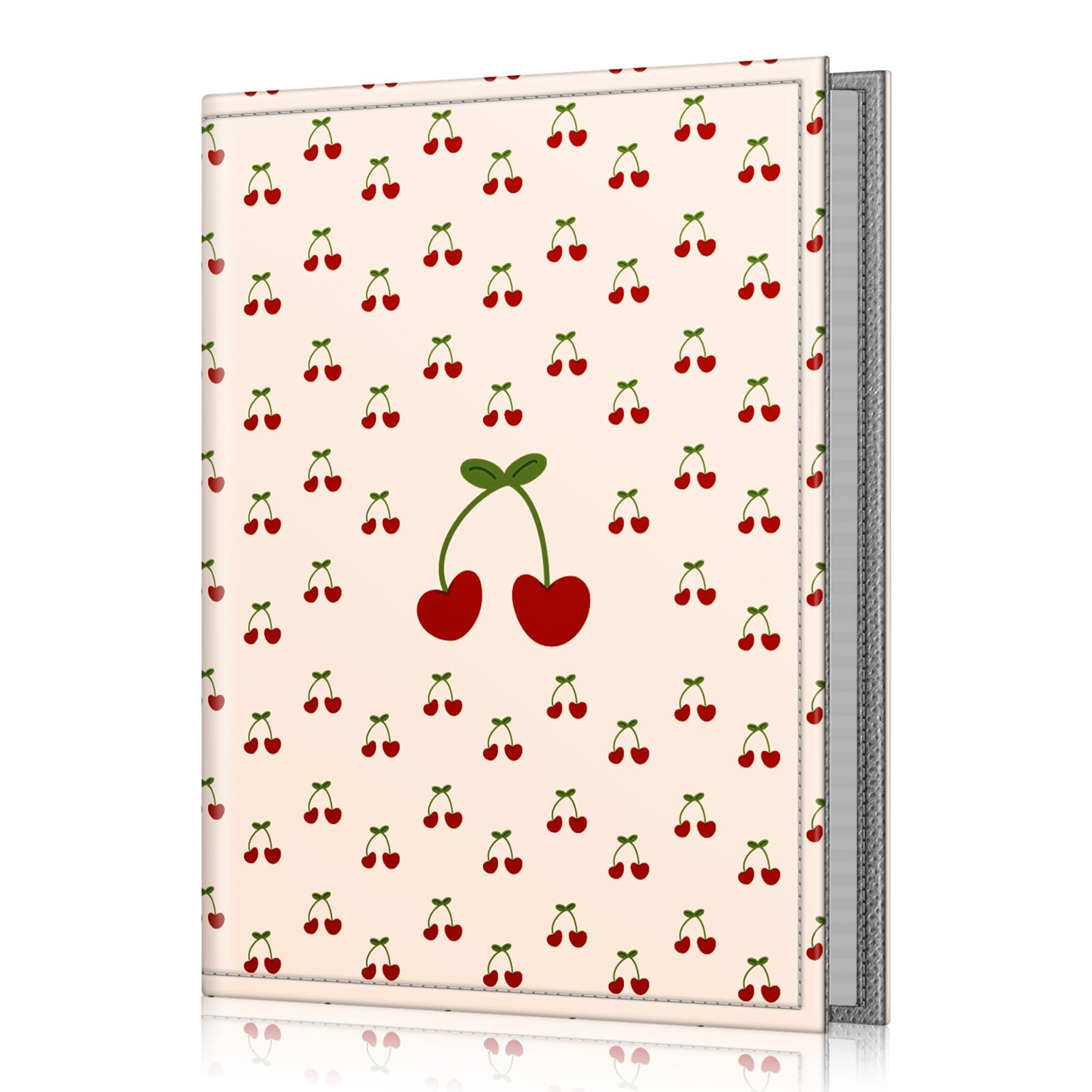 Fintie Photo Album for 4x6 Photos - 52 Capacity Mini Portable Wallet Album With Premium Vegan Leather Cover for Family, Wedding, Boys, Girls - Coquette Cherries