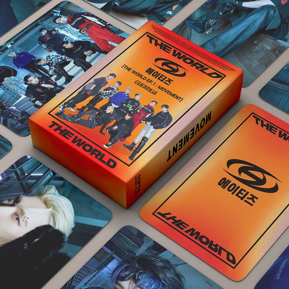 SAMSHINE Kpop Ateez Lomo Cards 55Pcs Ateez Mini Photo Cards ATEEZ THE WORLD : EP.1 MOVEMENT Album Cards Set Kpop Ateez Merch Photocard Set Gift for Fans, yellow