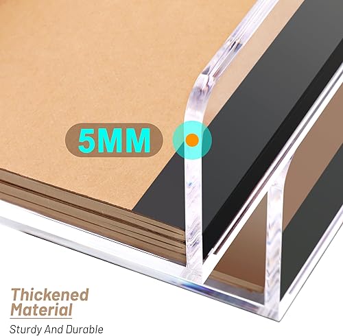 Miniatura 8 de SANRUI Organizador de papel para escritorio, bandeja apilable de acrílico, organizador de escritorio transparente, clasificador de papel para