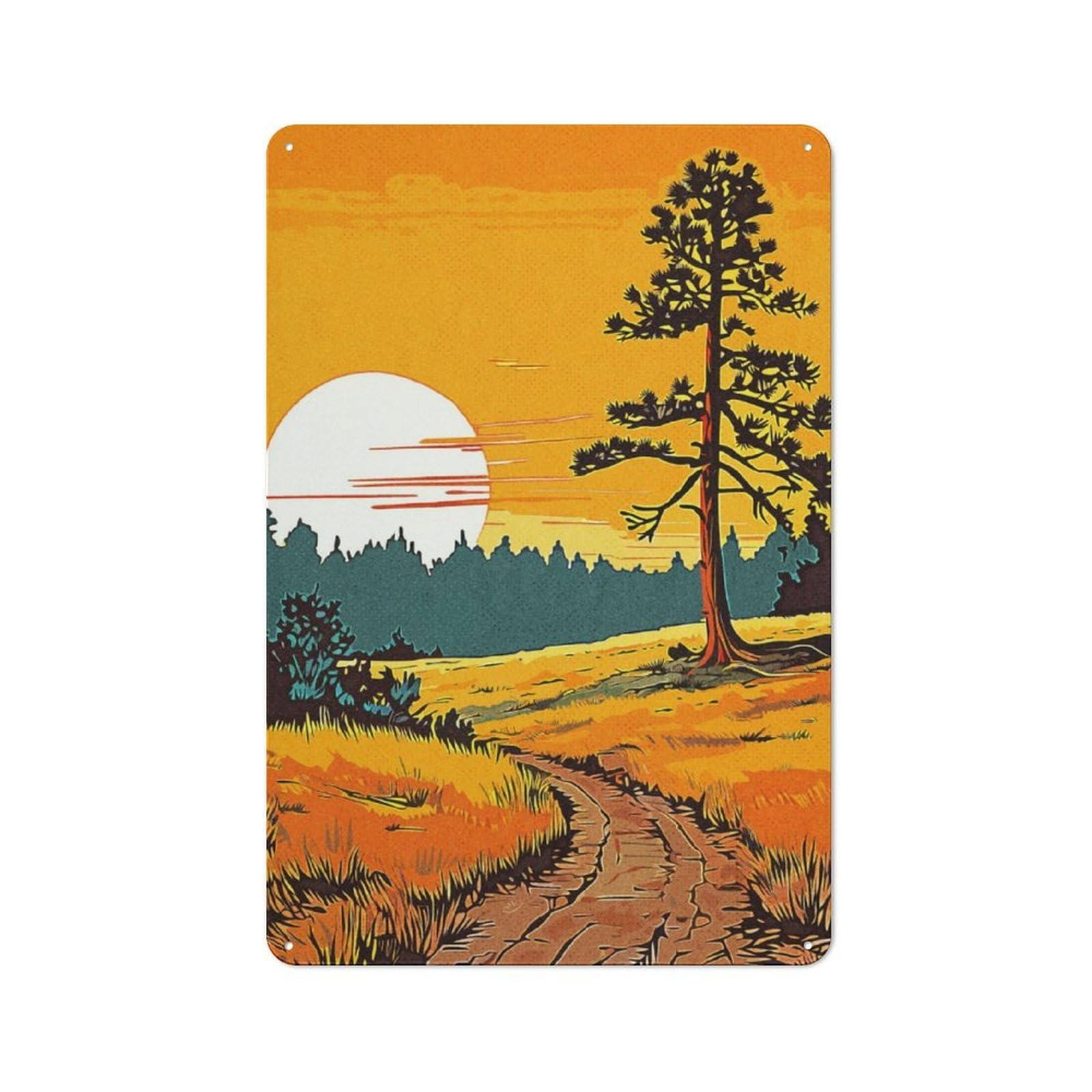 Junmoney Footpath To Dusk Vintage Metal Wall Sign 30X20cm For Garage Or Workshop, For Metal Sign Collectors, For Garage And Workshop Walls