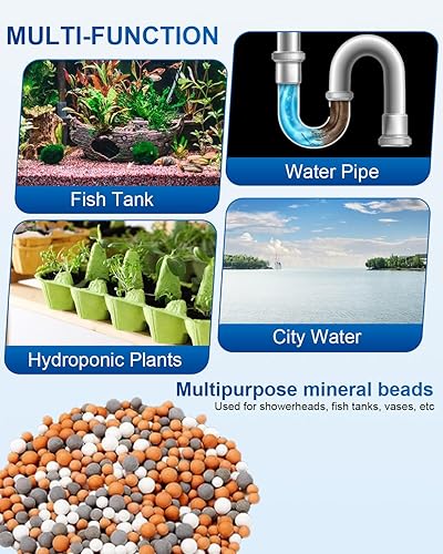 Miniatura 7 de Luxsego Cuentas de filtro adecuadas para cabezal de ducha filtrado, granos de ducha de repuesto para purificar agua, bolas minerales aniónicas de 5