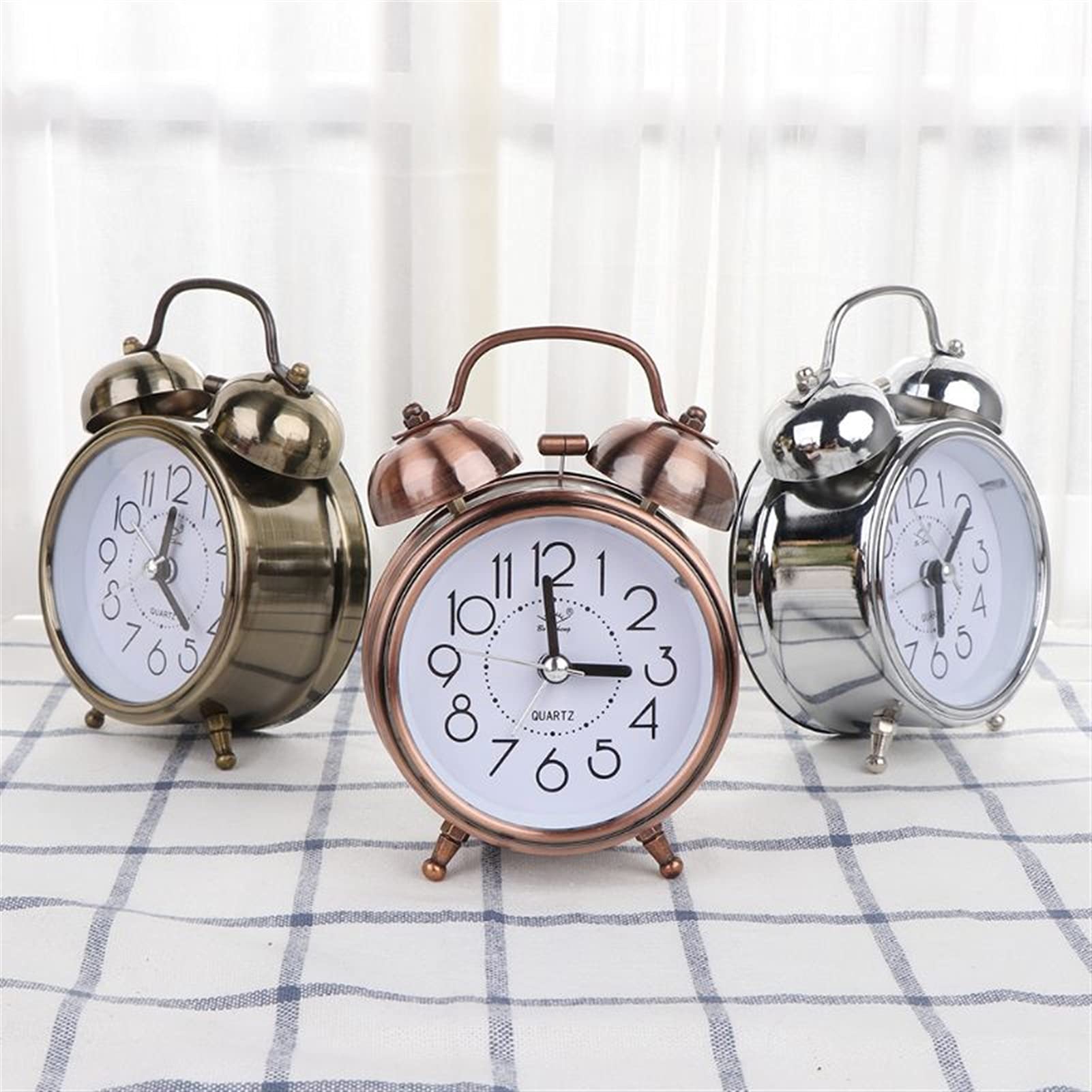 Wekker Metalen wekker ronde desktop wekker retro stijl nachtkastje wekker desktop decoratie Nachtkastje (Color : Beige Wekker Metalen wekker ronde desktop wekker retro stijl nachtkastje wekker desktop decoratie Nachtkastje (Color : Beige